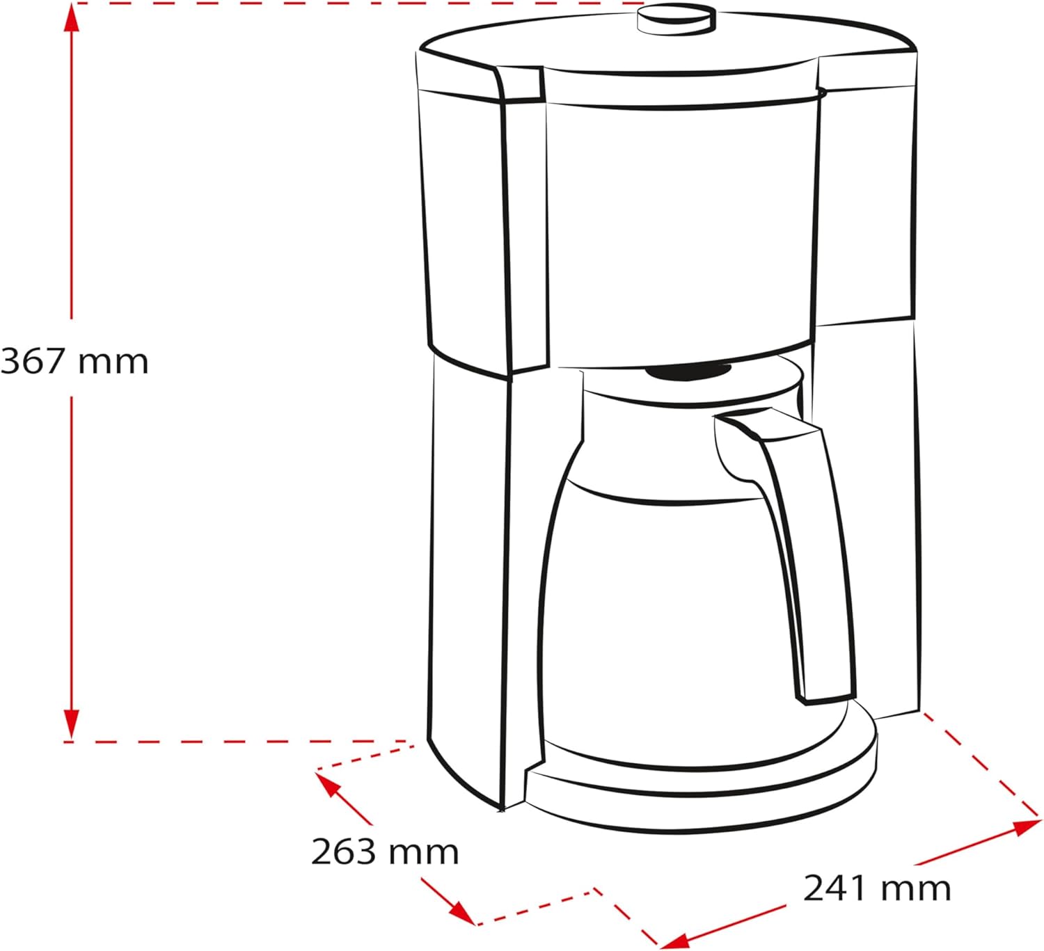 Melitta Look Timer - Filterkaffeemaschine - Thermokanne - Timer Funktion - Tropfstopp - 10 Tassen - Schwarz (1025-18)