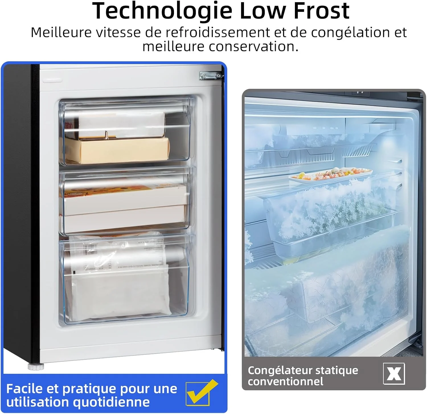 CBM159LEBD Réfrigérateur congélateur bas157 litres, Low Frost, Faible bruit