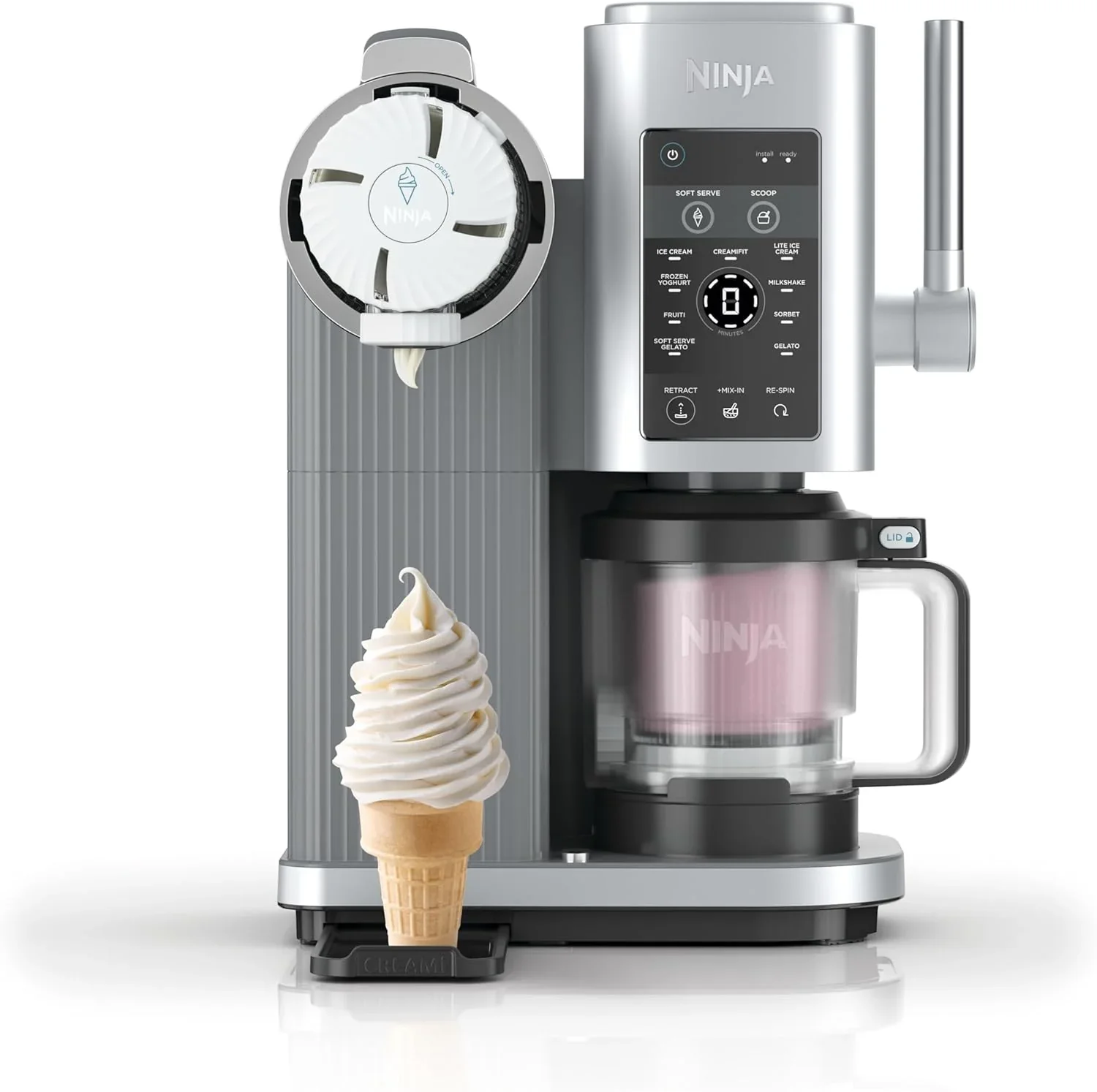Ninja CREAMi Scoop & Swirl Ice Cream Maker and Ice Cream Yogurt Maker with 2 Tubs, 13 Functions, Makes Ice Cream, Creamy Ice Cream, Gelato, Sorbet, Smoothie and More, Bonus Option, Silver, NC701EU