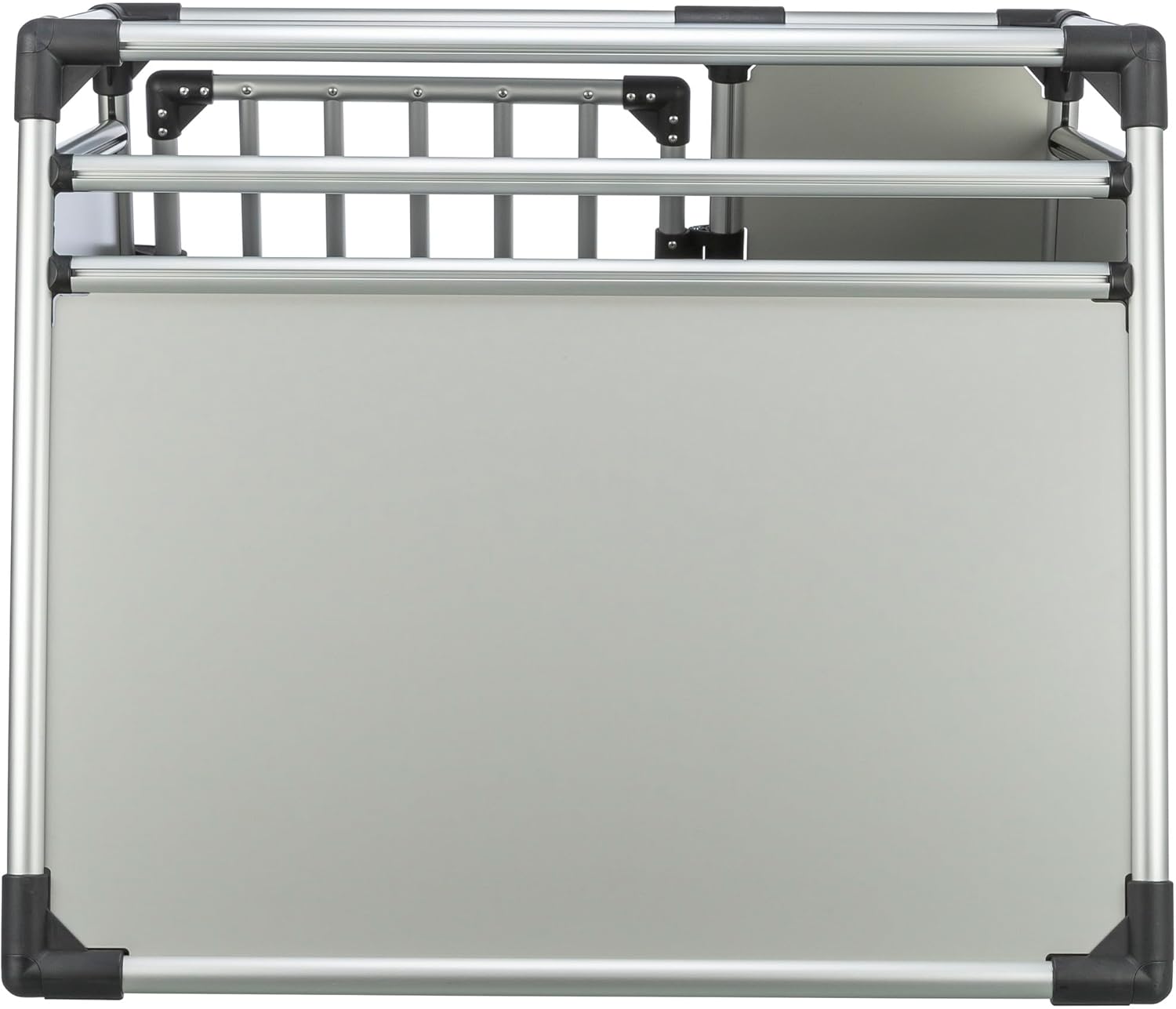 TRIXIE Hunde-Transportbox, Aluminium, L: 92 x 64 x 78 cm, grafit, rutschfste Liegematte, Klettleiste am Boden, Sicherheitsverschluss, stabil und geruscharm, hochgeschlossene Wnde - 39338