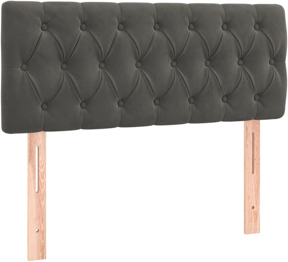 vidaXL Boxspringbett mit Matratze Bett Polsterbett Bettrahmen Bettgestell Lattenrost Einzelbett Hotelbett Schlafzimmerbett Dunkelgrau 90x200cm Samt