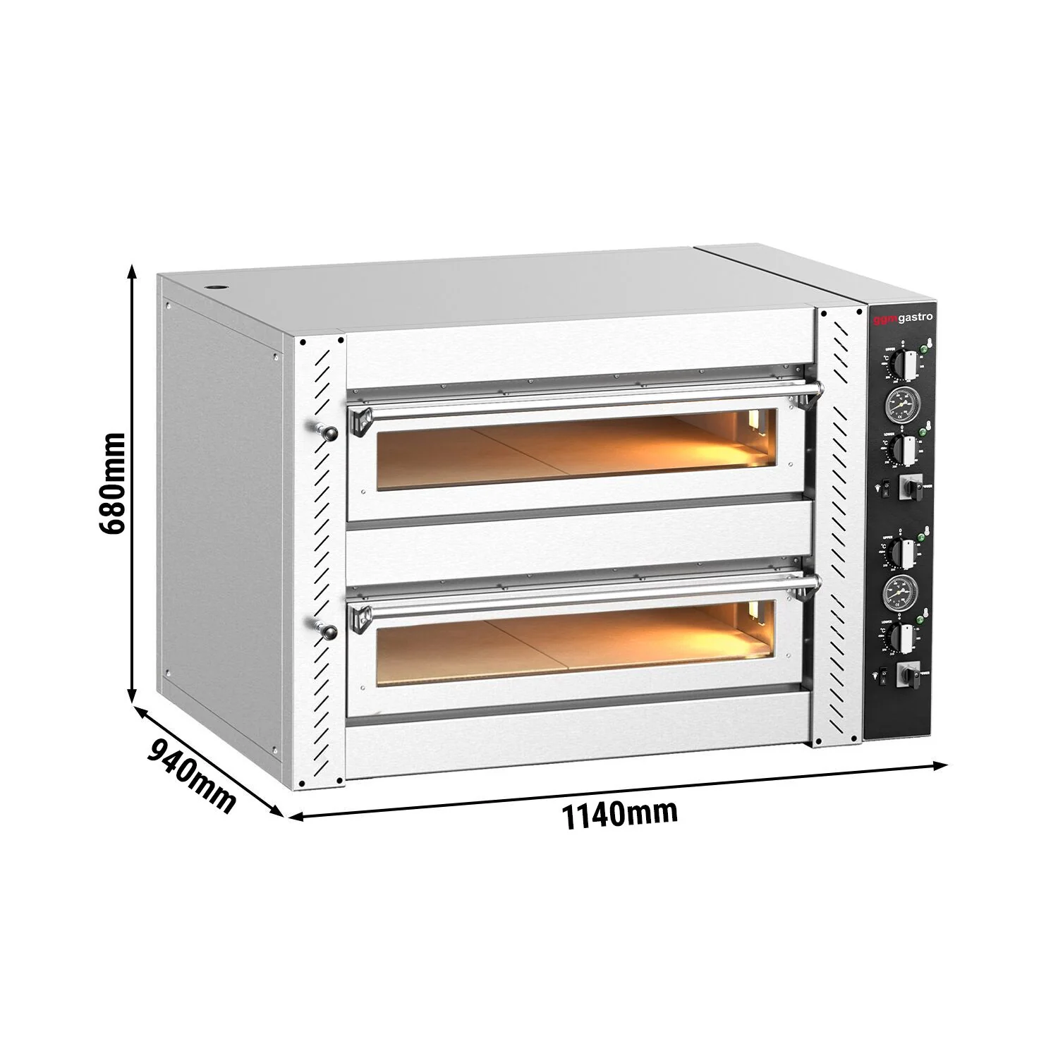 lektrisk pizzaovn �C (chamotte) �C 4 + 4x 34 cm �C manuell