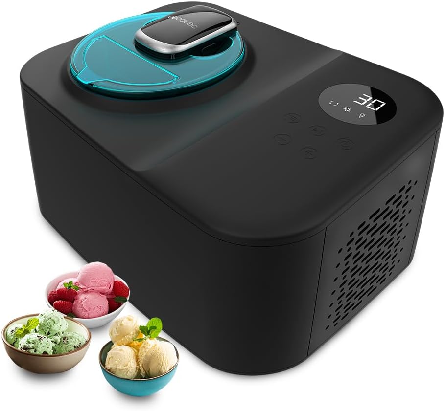 Cecotec Eismaschine mit 1,2 L Kompressor Gelacy 1200 Touch. 110 W, Eiscreme-Maschine, Touchscreen, Kontrollfenster, Entnehmbarer Motor, Eiscreme in 30 Minuten