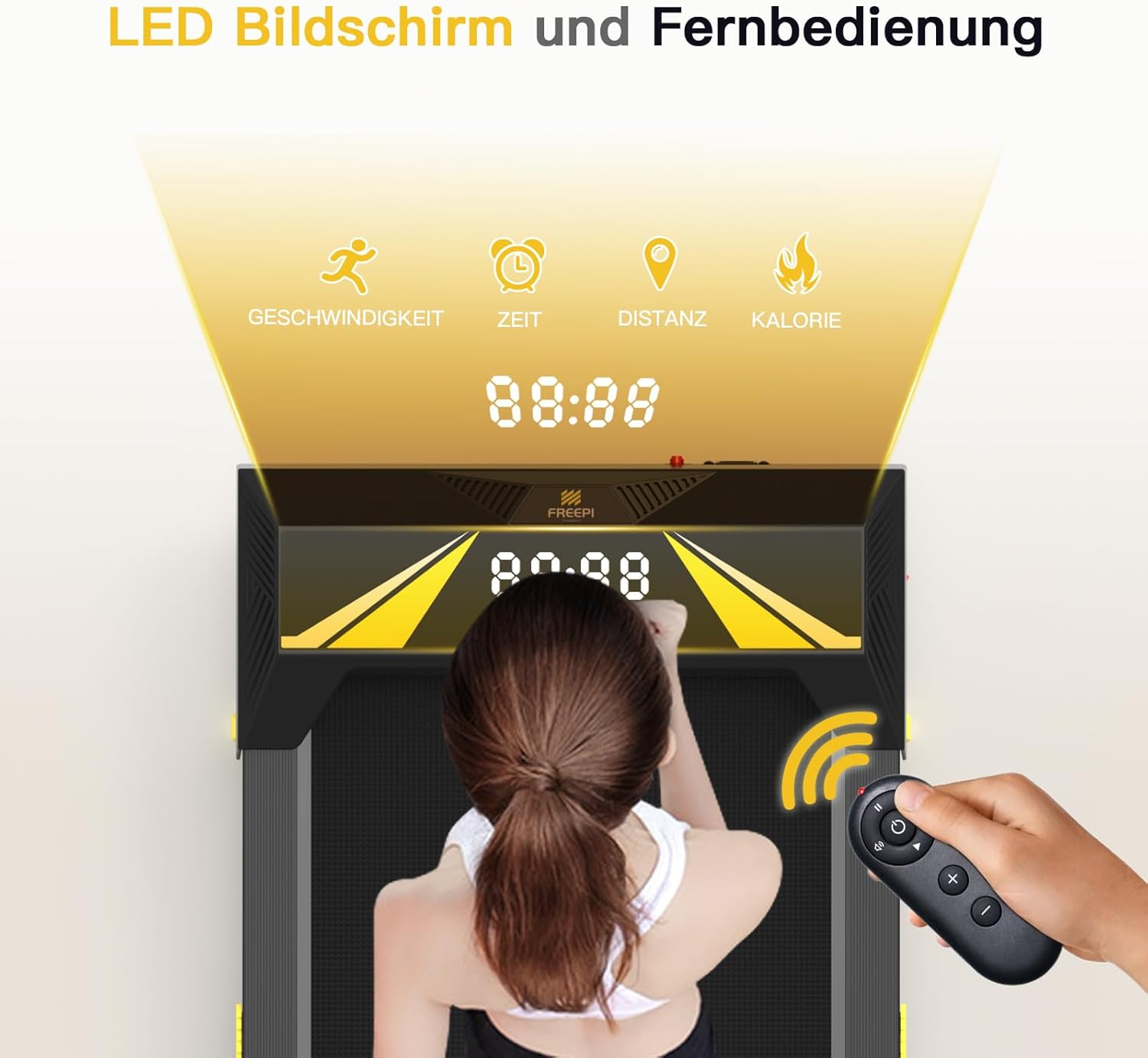 Freepi 4 in 1 Laufband für Zuhause mit Neigung 1-6km/h 2.5PS Motor mit Fernbedienung, Walking Laufband Pad Schreibtisch ragbar Heim-Fitnessgert
