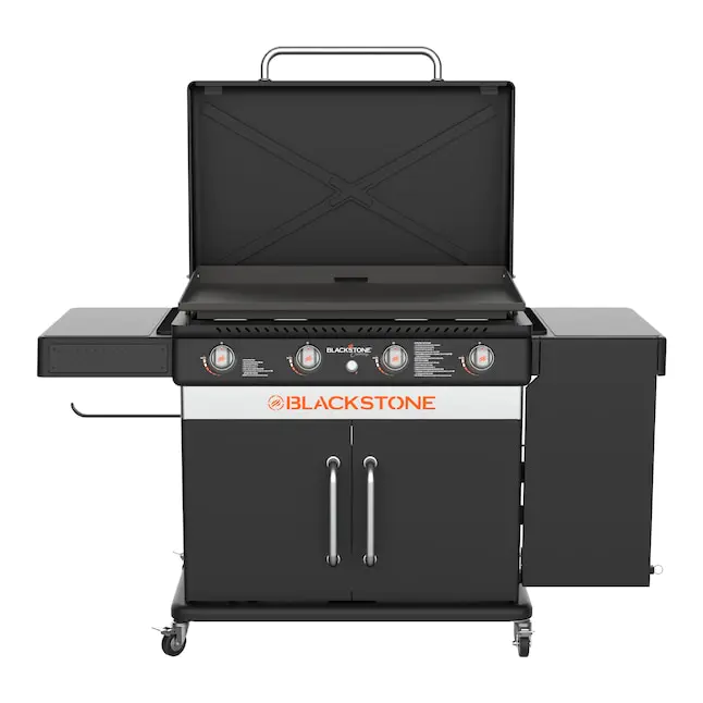 Blackstone 36 Culinary Cabinet Griddle with Side Table 4-Burner Liquid Propane Flat Top Grill
