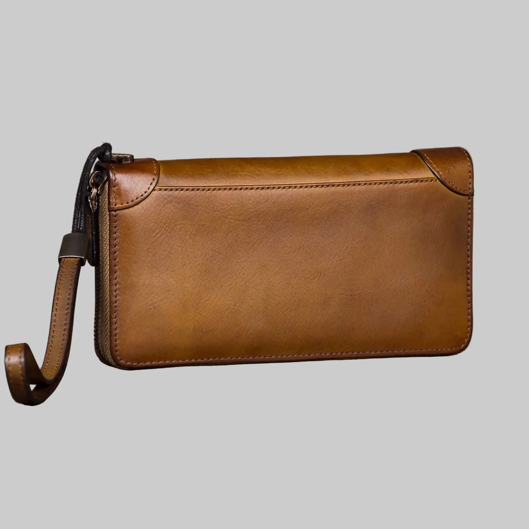 Personalized Zip-Around Long Wallet Clutch Purse with Wrist Strap