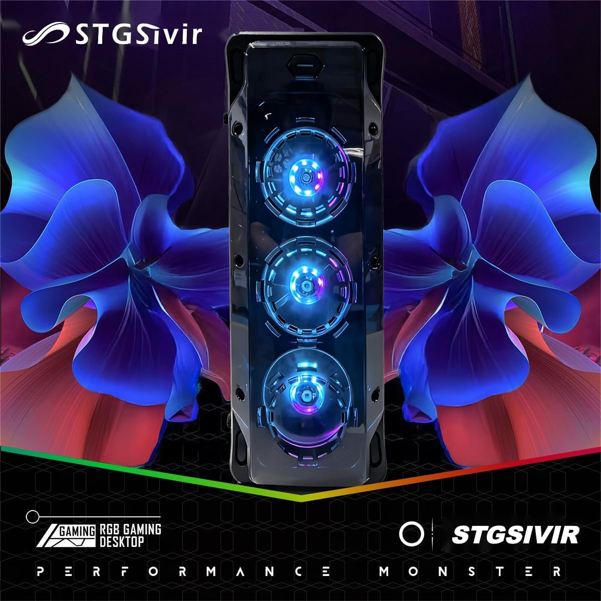 STGsivir PC Gamer Fixe,Ordinateur Gaming,GeForce RTX 2060 Super 8Go GDDR6,Core i7 up to 4.0Ghz,32Go DDR4,1To SSD,WiFi 6,BT5.0,Ventilateur RGB x3,Windows11 Pro