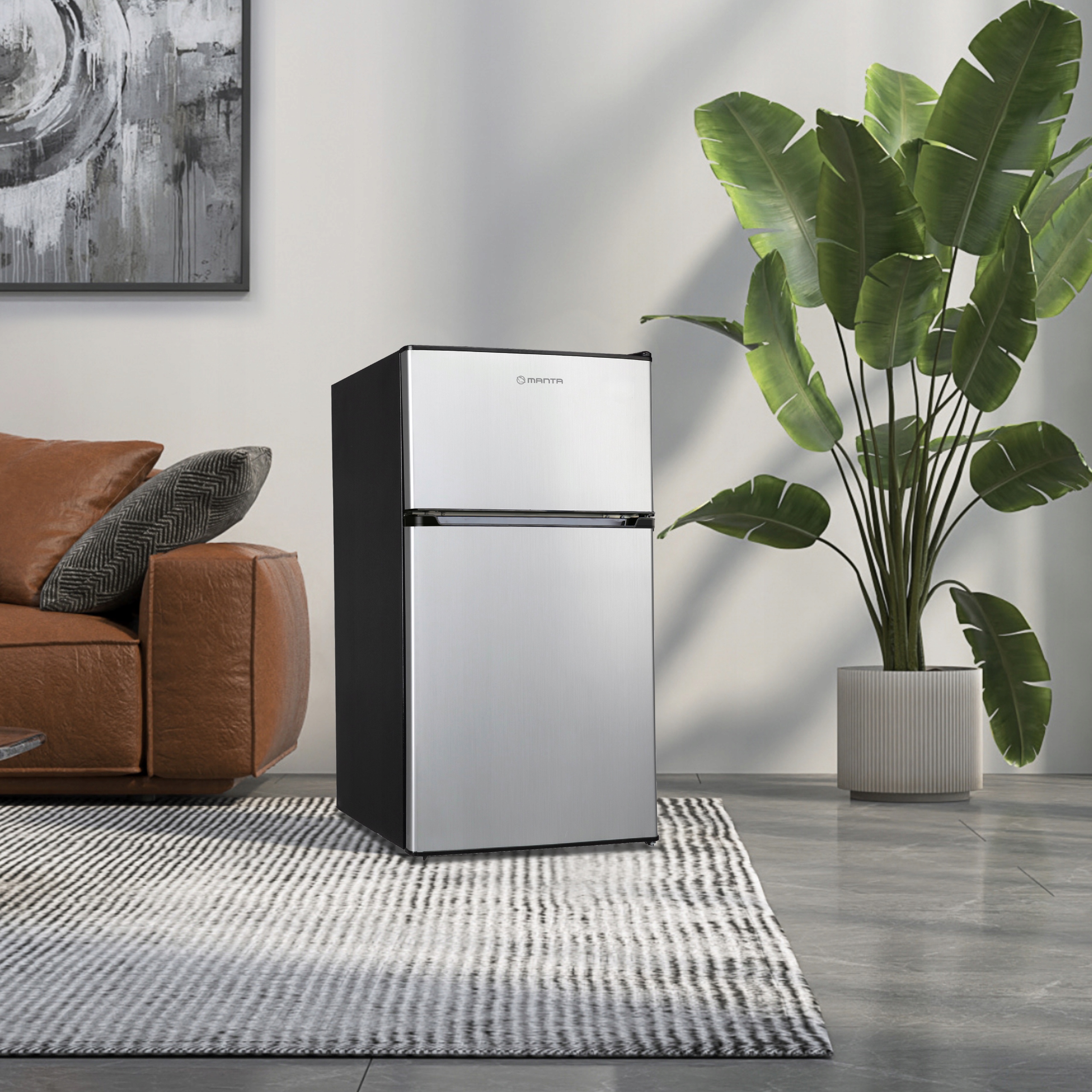 LODÓWKA MAŁA chłodziarka zamrażarka hotelowa biurowa srebrna LED 88l. 86cm