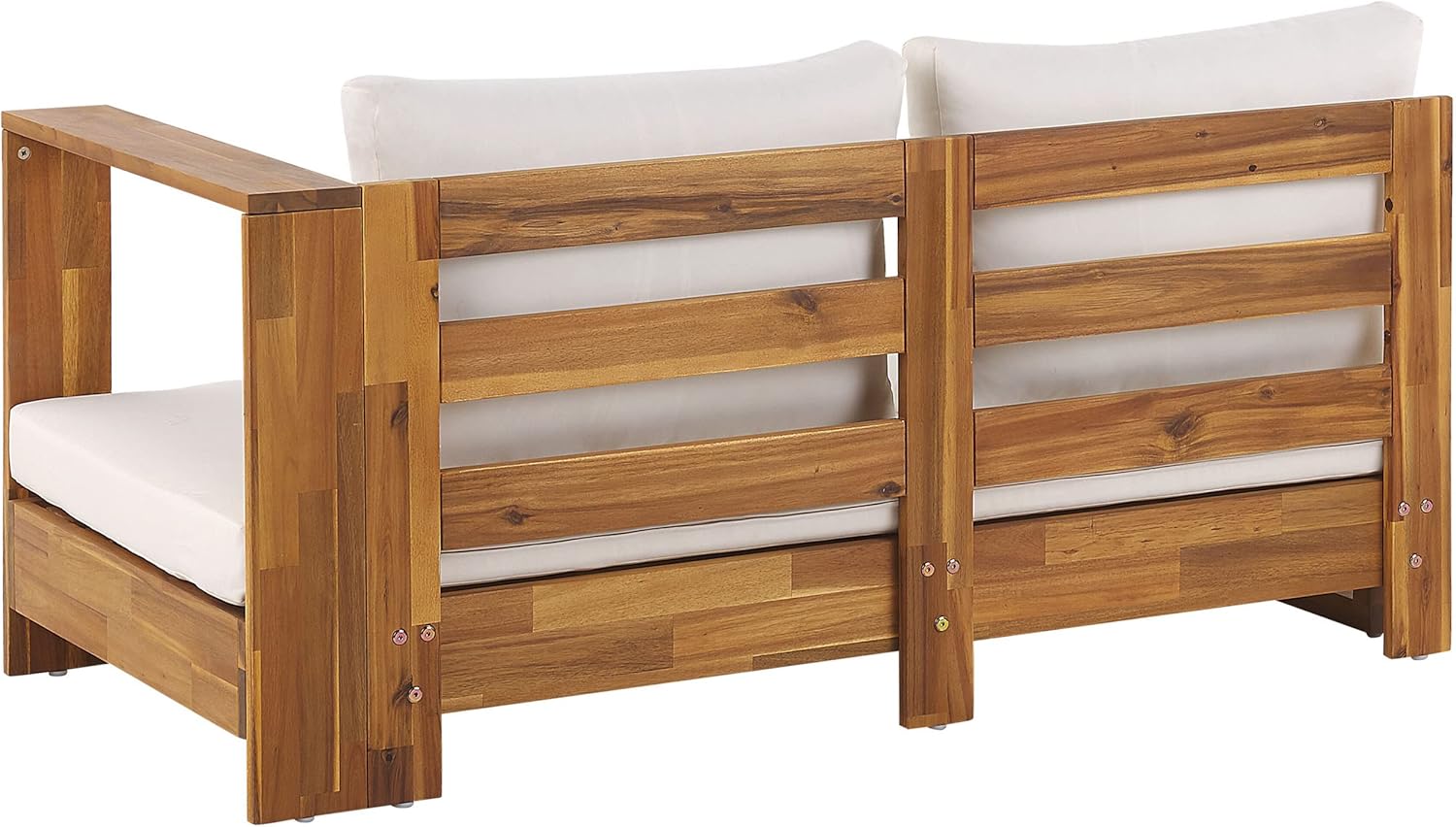 Beliani Lounge Set zertifiziertes Akazienholz braun 5-Sitzer Auflagen cremeweiß Marettimo