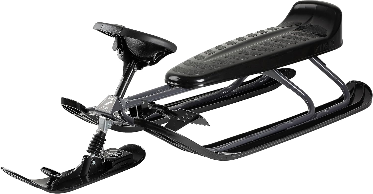 STIGA Erwachsene Schlitten Snowracer Rennrodel King Size GT Lenkschlitten Schwarz/Weiss