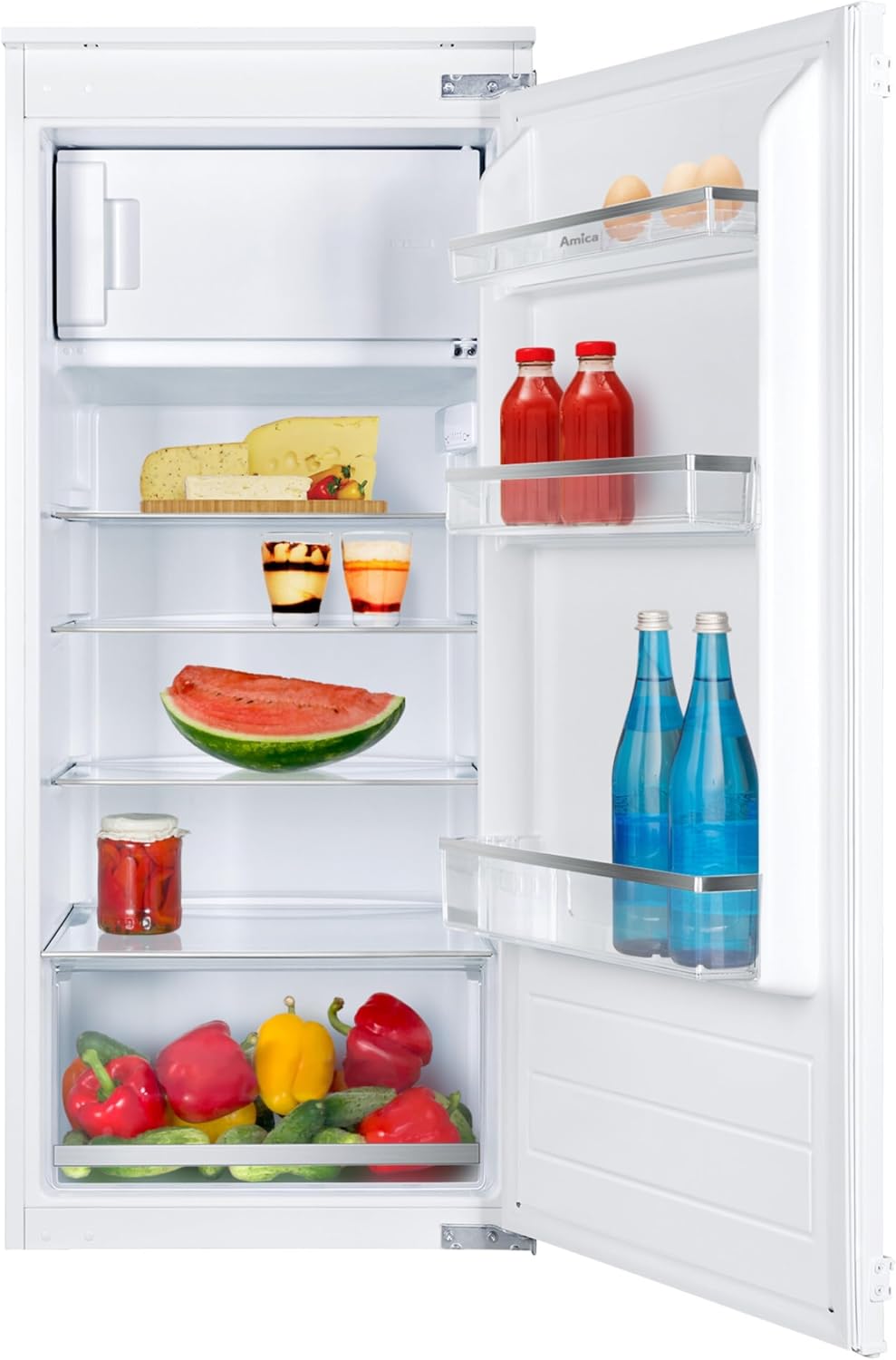 Amica Einbau Kühlschrank mit Gefrierfach 122 cm Nische Schlepptür Technik Inverter Motor elektronische Steuerung LED Beleuchtung Tür Offen Alarm