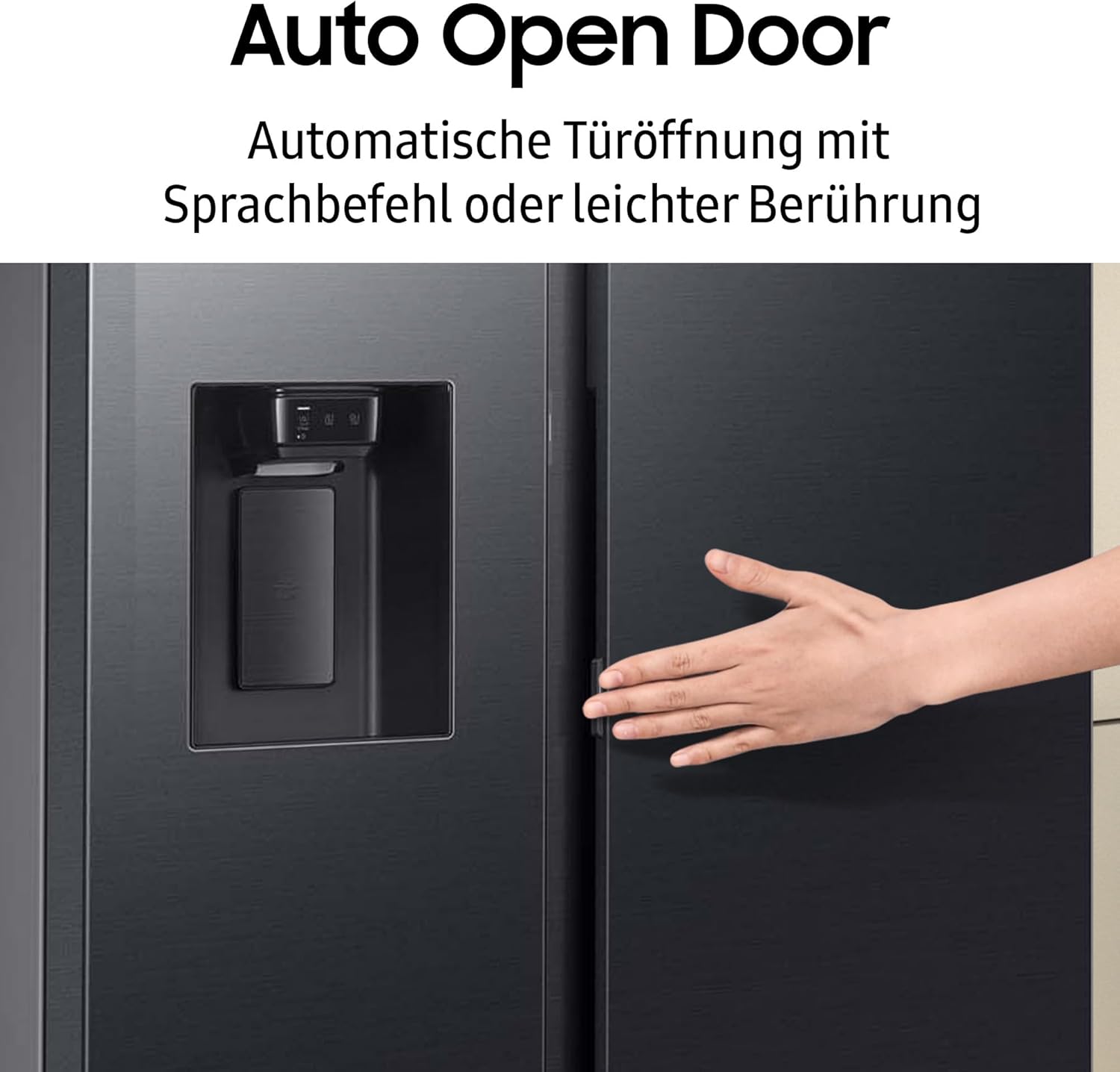 Samsung RS80F64KEFEF Side-by-Side Kühl-Gefrierkombination, AI Kühlschrank mit Gefrierfach, 178,4 cm, 640 l, Eis-/Wasserspender mit Festwasseranschluss, AI Voice Control & Energy Mode, Black Steel