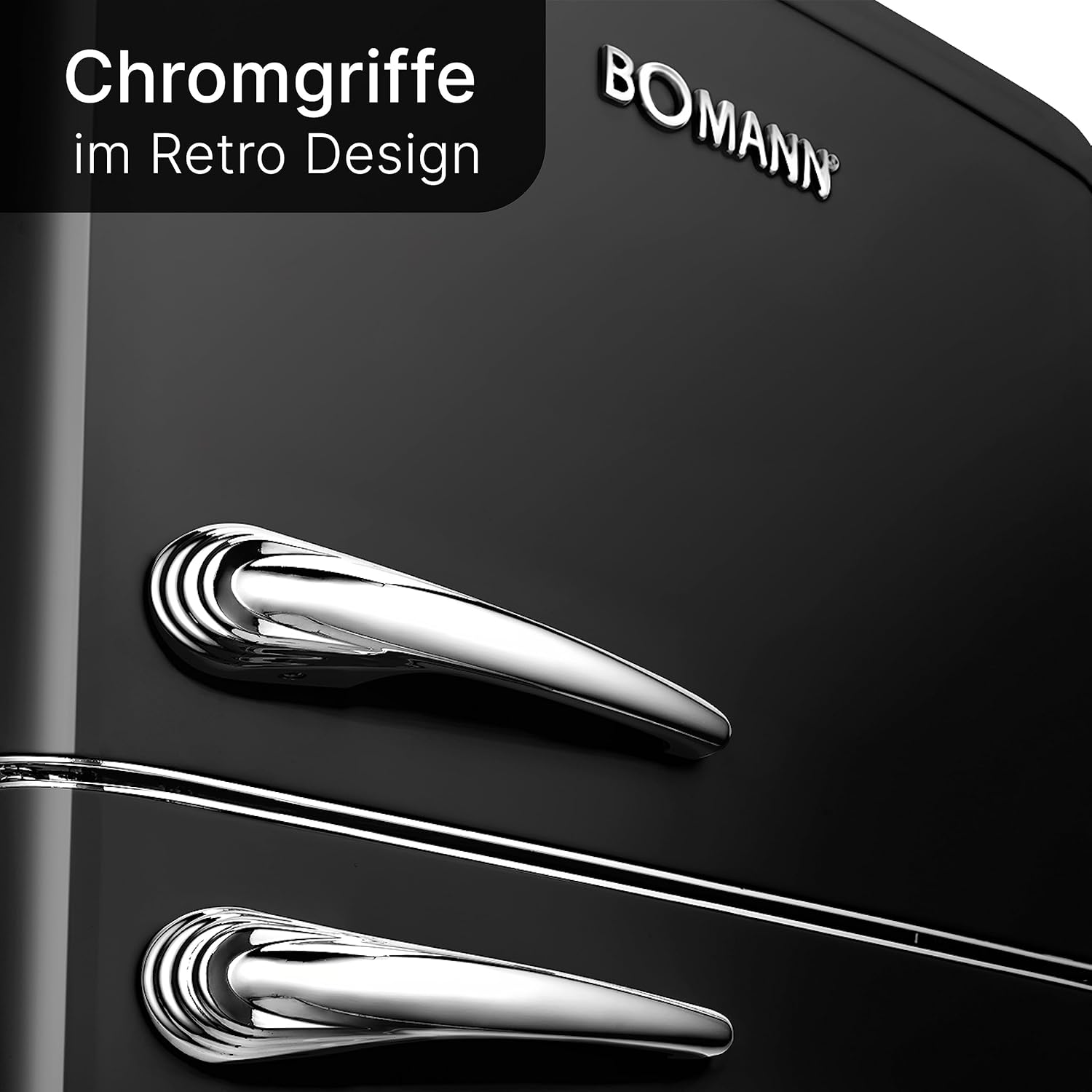Bomann® Retro Kühlschrank mit Gefrierfach | Energieklasse E | 147cm | 4 Sterne Gefrierfach | Kühl Gefrierkombination leise | 3 Ablagen | 208L Kühlgefrierkombi | DTR 353.1 schwarz