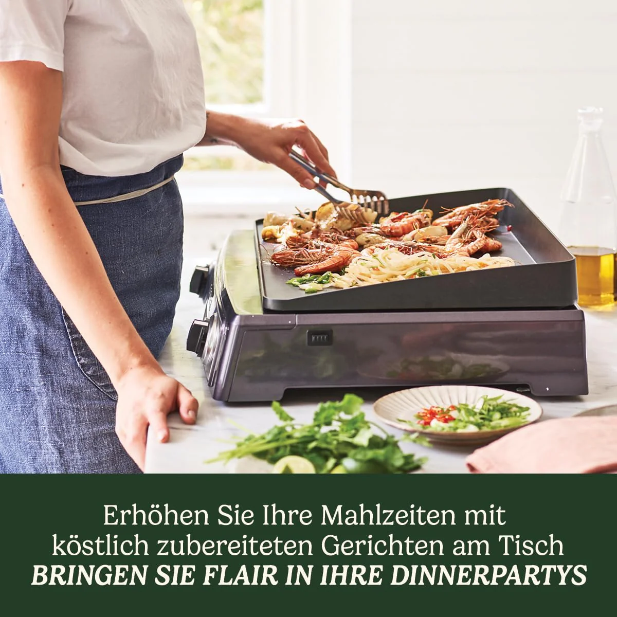 Cuisinart Hot Plate Entertaining Grill & Griddle | XL Elektrische Plancha Grill, Teppanyaki Grillplaat voor thuis | Afneembare plaat met antiaanbaklaag, 2-zone temperatuurregeling tot 260��C