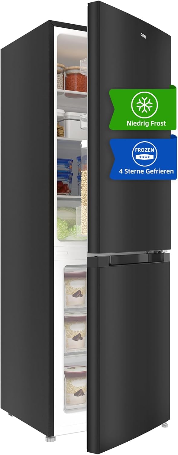 CHIQ CTT107BC Kühlschrank Klein 107 Liter, Höhe 84cm, Tiefe 55cm, Platzbedarf nur 0,3 ㎡, Mikro-Gefrierfach, Vario Box, 7 Temperaturregelstufen, geräuscharm, 87 kWh/Jahr, Schwarz
