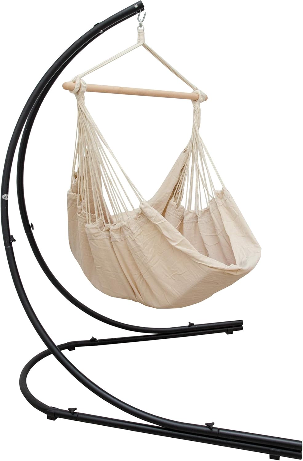 AMANKA XXL Hängesessel mit Gestell Outdoor - 210cm Metall Gestell für Hängesessel - 185x130cm Hängestuhl mit Ständer Hängesitz Gartenmöbel Hängesessel Balkon mit Gestell Gartenschaukel für Erwachsene