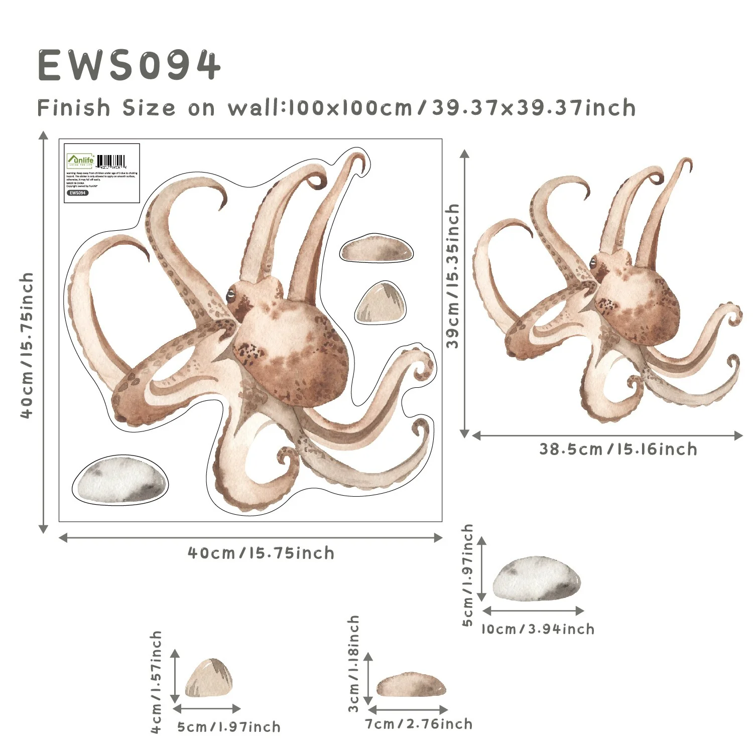 Ocean Animals Wall Stickers, Sea Life Wall Decals for Boy's Room