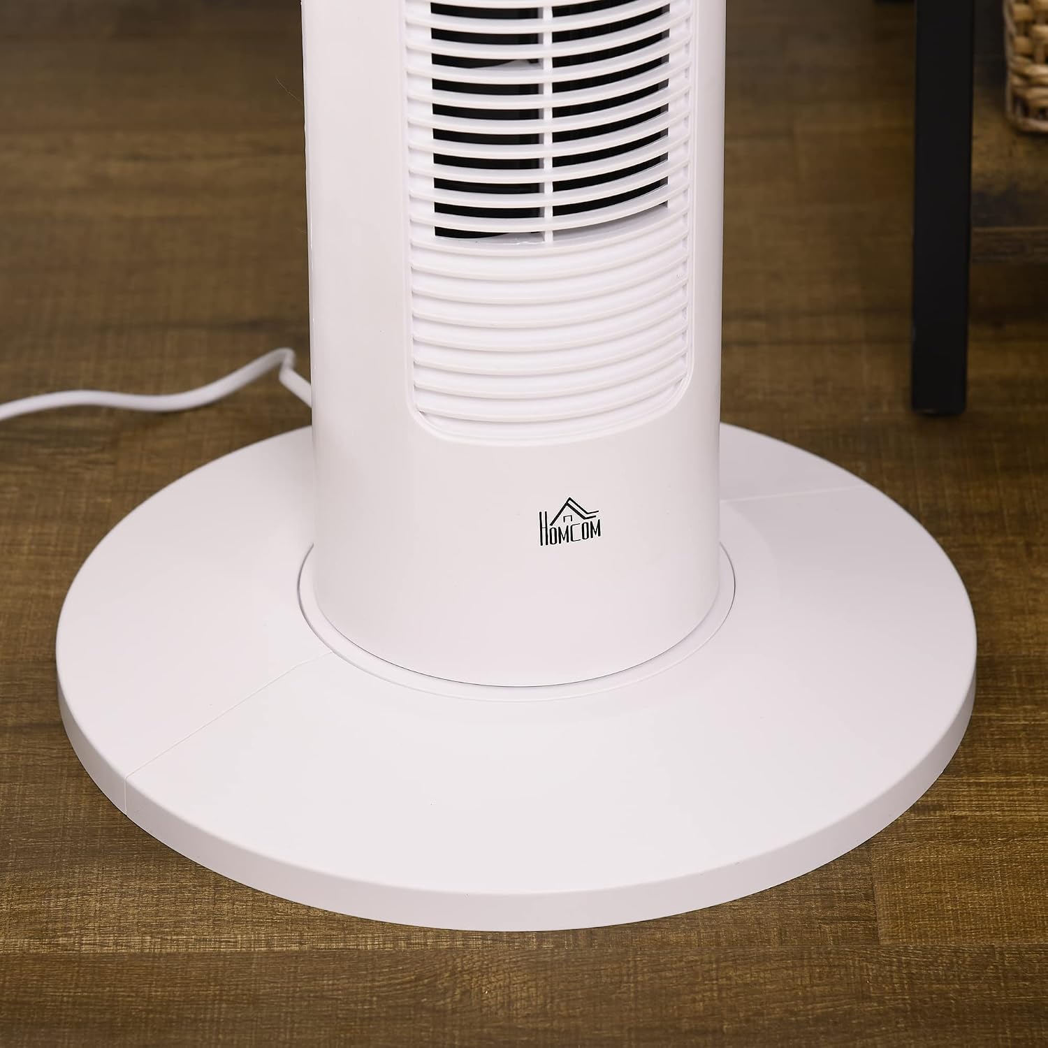 HOMCOM Ventilateur Colonne 45 W, Ventilateur Tour Chambre à Coucher avec Télécommande, Oscillation 70°, 3 Modes, 3 Vitesses, Minuterie 12H, Écran LED, Mode Veille, 93H cm, Blanc