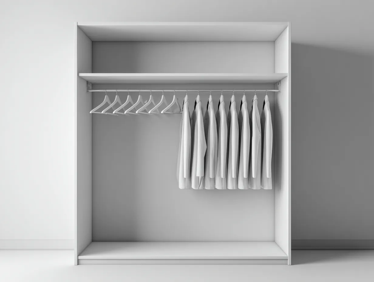 Kleiderschrank-Holzwerkstoff-158x58x198 cm-Weiß-Minimalistisch