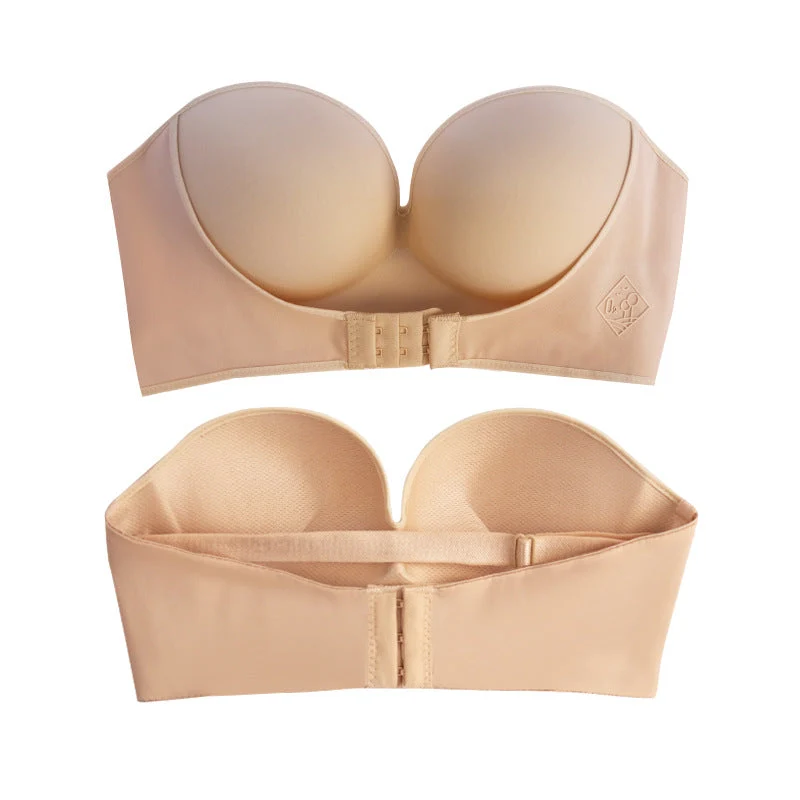 Tr?gerloser BH mit Push-up Effekt | Verst?rkte Cups f��r sicheren Halt | Rutschfest durch Silikonrand | Damen Unterw?sche