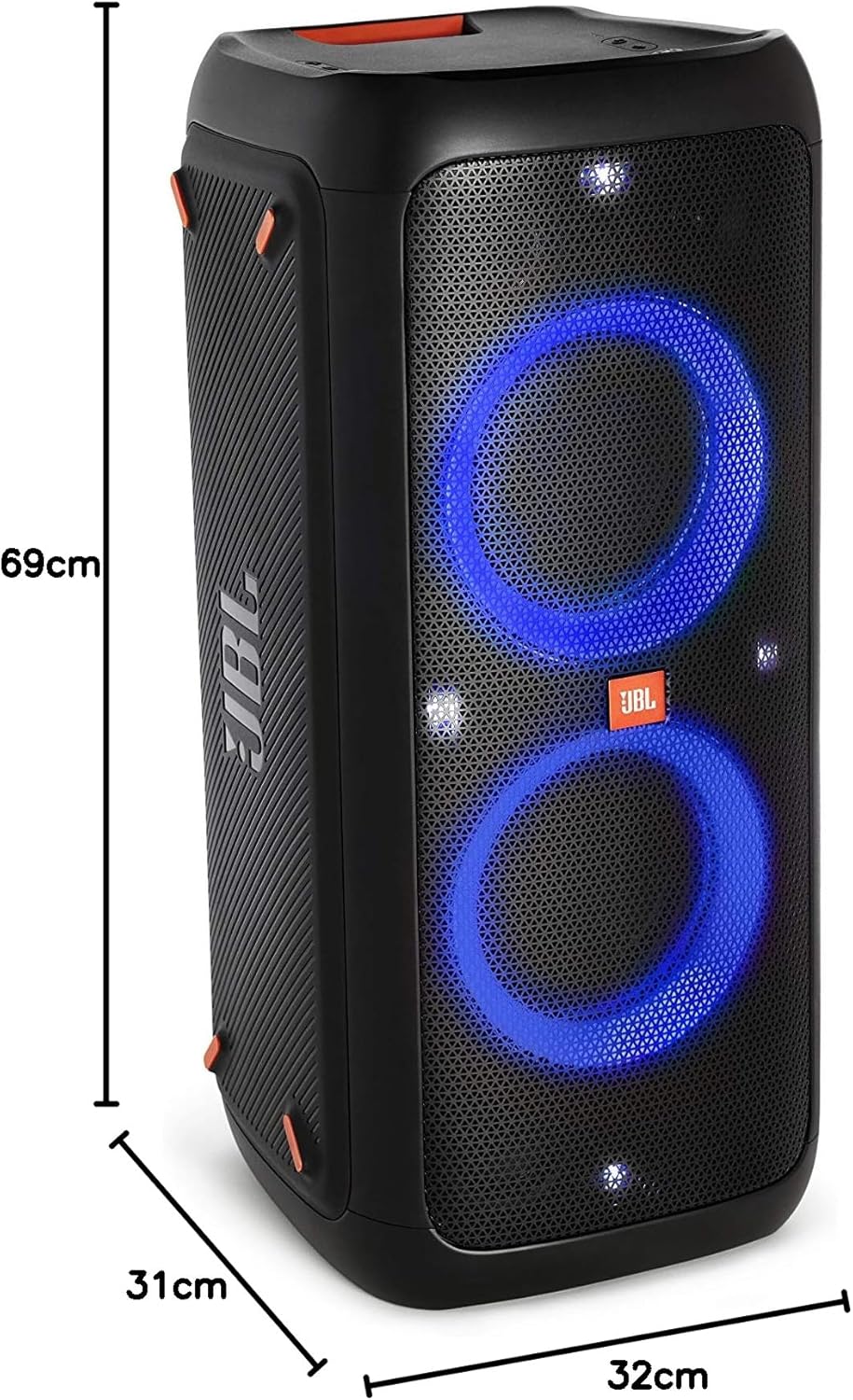 JBL PartyBox 710 - Schwarz �C Trag - und rollbarer Bluetooth Party-Lautsprecher mit Lichteffekten �C Spritzwassergesch��tzte, mobile Musikbox