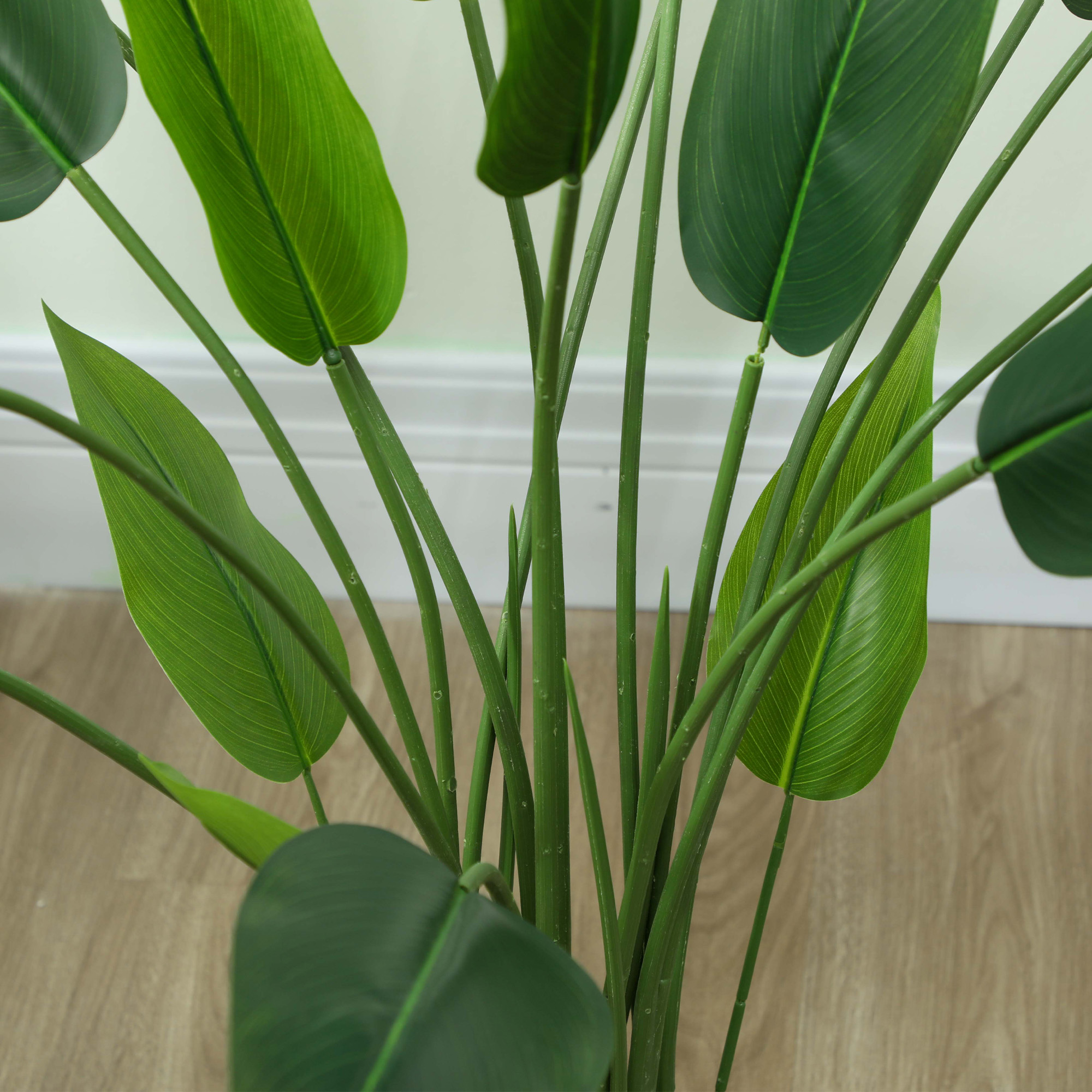 Kunstplant in Cementpot, 18 Bladeren, Plastic, Groen