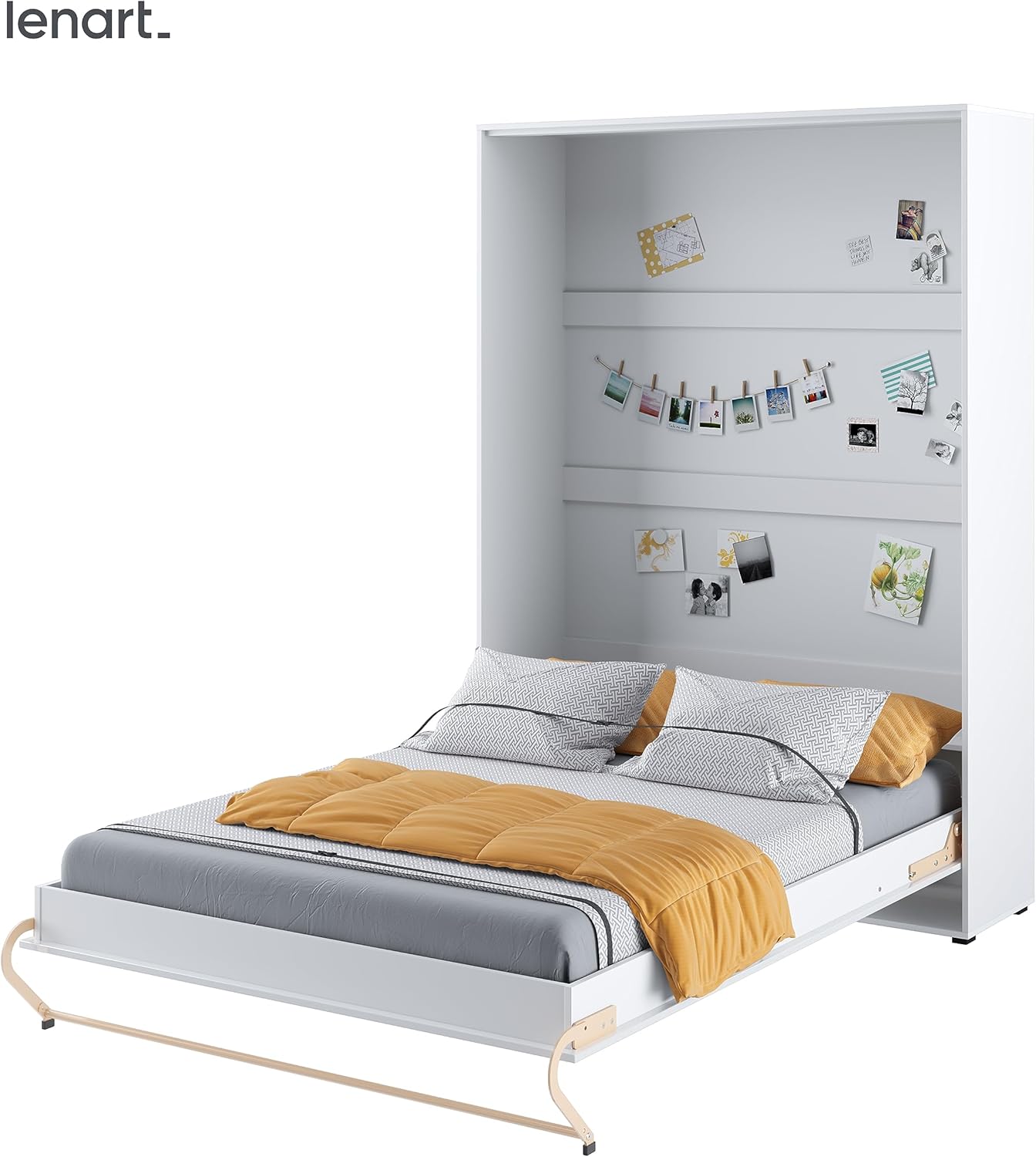 Homlando Lenart Schrankbett - Wandbett Concept Pro CP01 140x200 cm - Schrankklappbett Vertikal - Schrank mit integriertem Klappbett - Funktionsbett (Weiß Matt/Weiß Glanz)