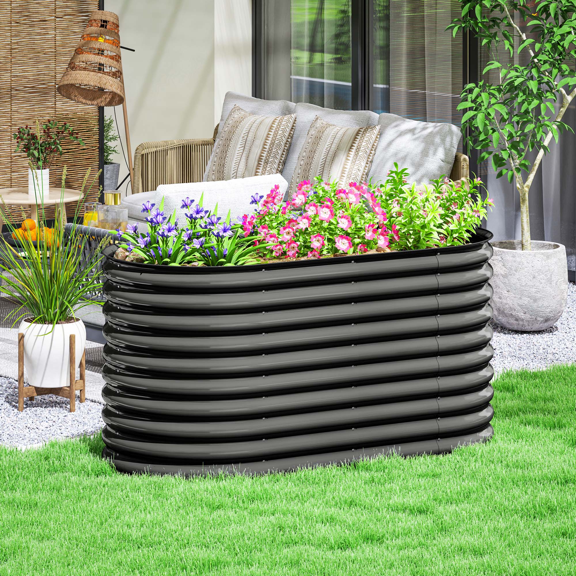 Verhoogde moestuinbak 160x80x80 cm van staal voor tuin & balkon