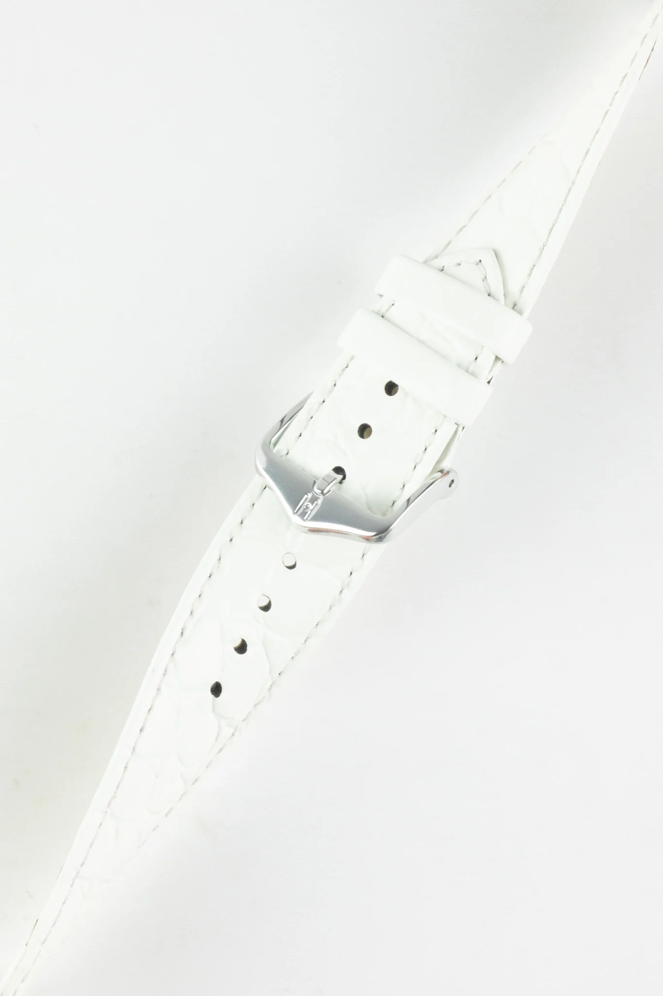 Hirsch CROCOGRAIN Crocodile Embossed Leather Watch Strap in WHITE