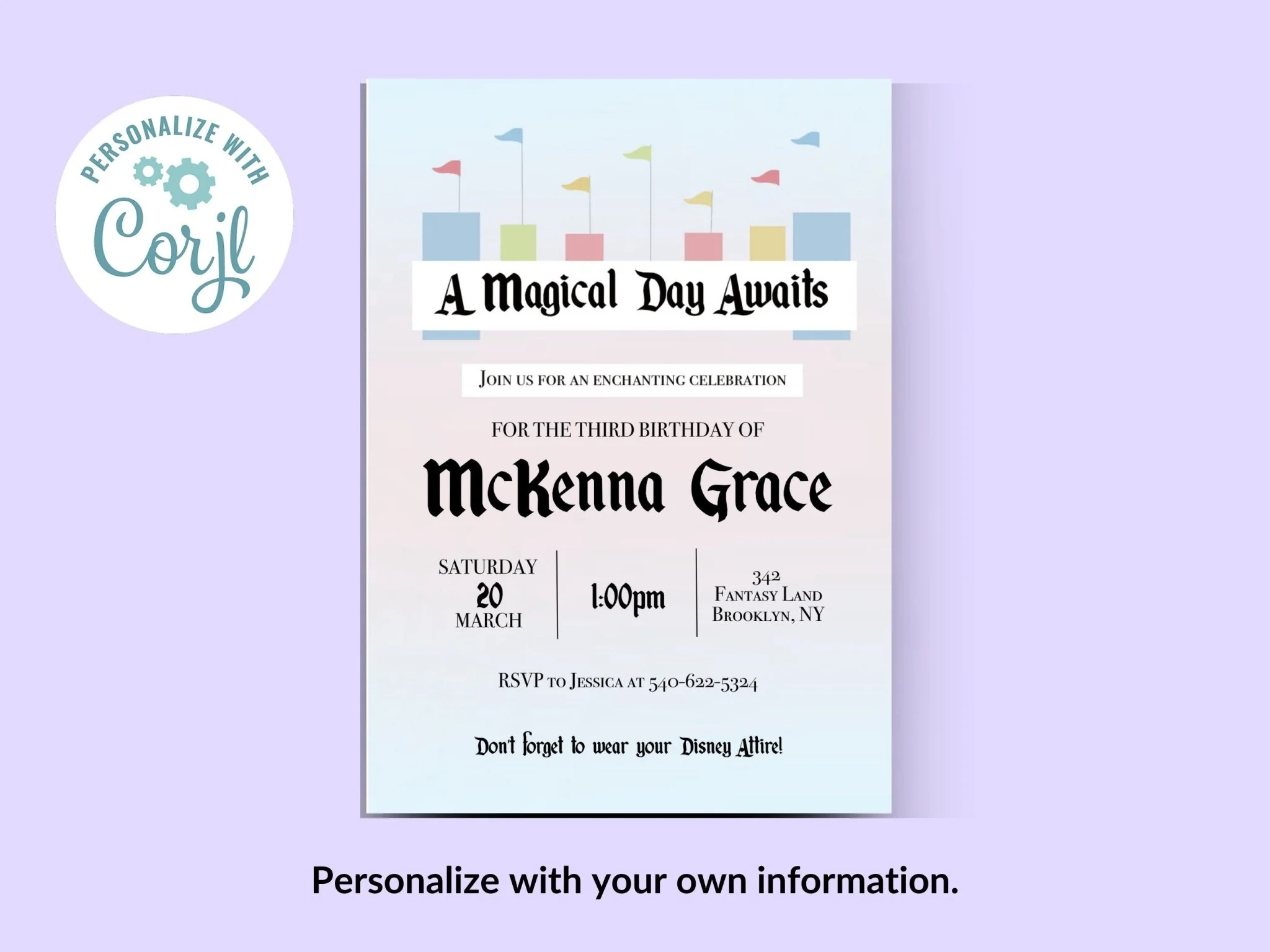 Magical Birthday Party Invitation | Theme Park Birthday Invitation