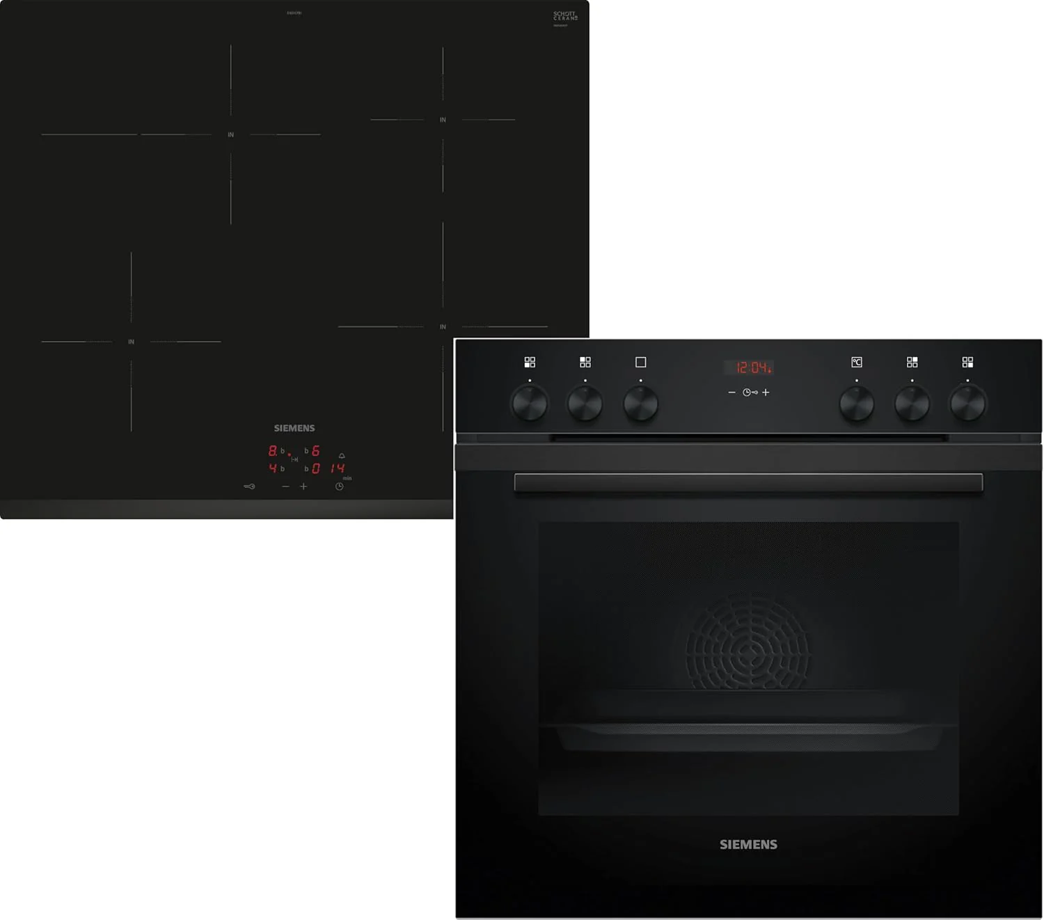 Siemens EQ522IA01, Einbauherd-Set, Bestehend aus HE517GBS4 Herd, 60 x 60 cm, 3D Hei?luft, Selbstreinigung, Clip Auszug & EI645CFB6E Induktionskochfeld, Br?terzone, powerBoost, Edelstahl Rahmen
