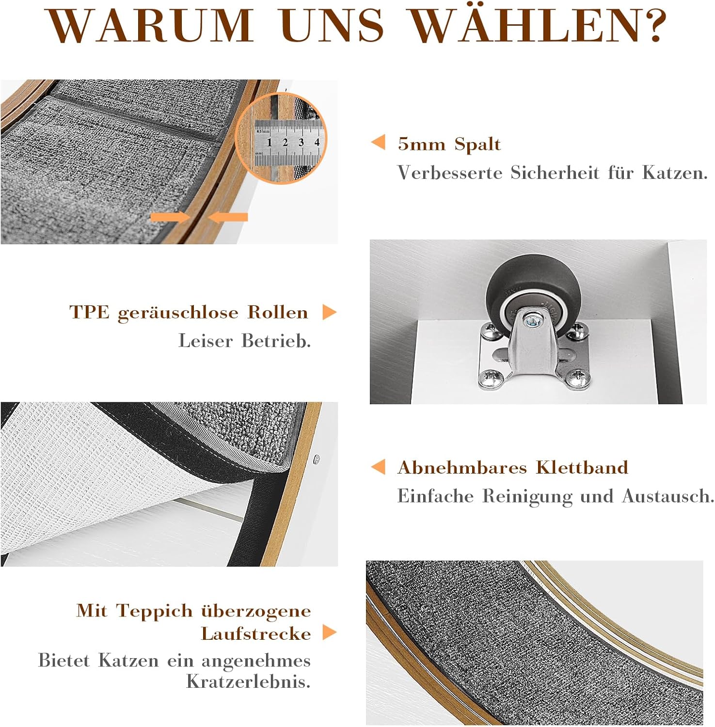 Naviconvex Katzenlaufrad laufrad Katze Laufen Laufrad Katze Laufen Super Leise Katzen Laufrad Laufrad für Katzen Laufrad Katze Katzenrad Katzenlaufrad XL Holzfarbe