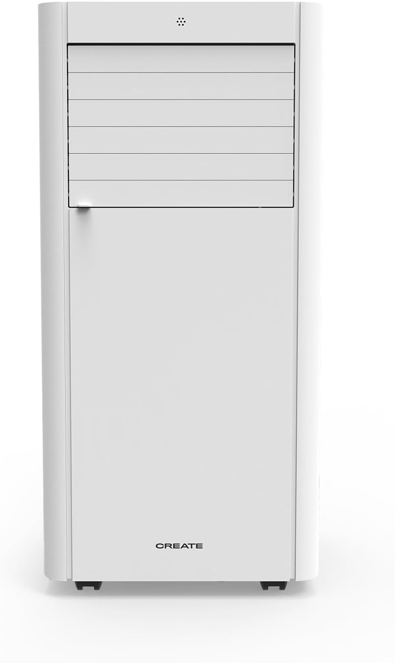 CREATE SILKAIR DUAL CONNECT 9000 / Mobiles 4-in-1-WLAN-Klimagerät 9000 BTU mit Wärmepumpe / mit Absaugset für Schiebefenster, bis zu 20m², 42L, Timer, Sleep-Modus