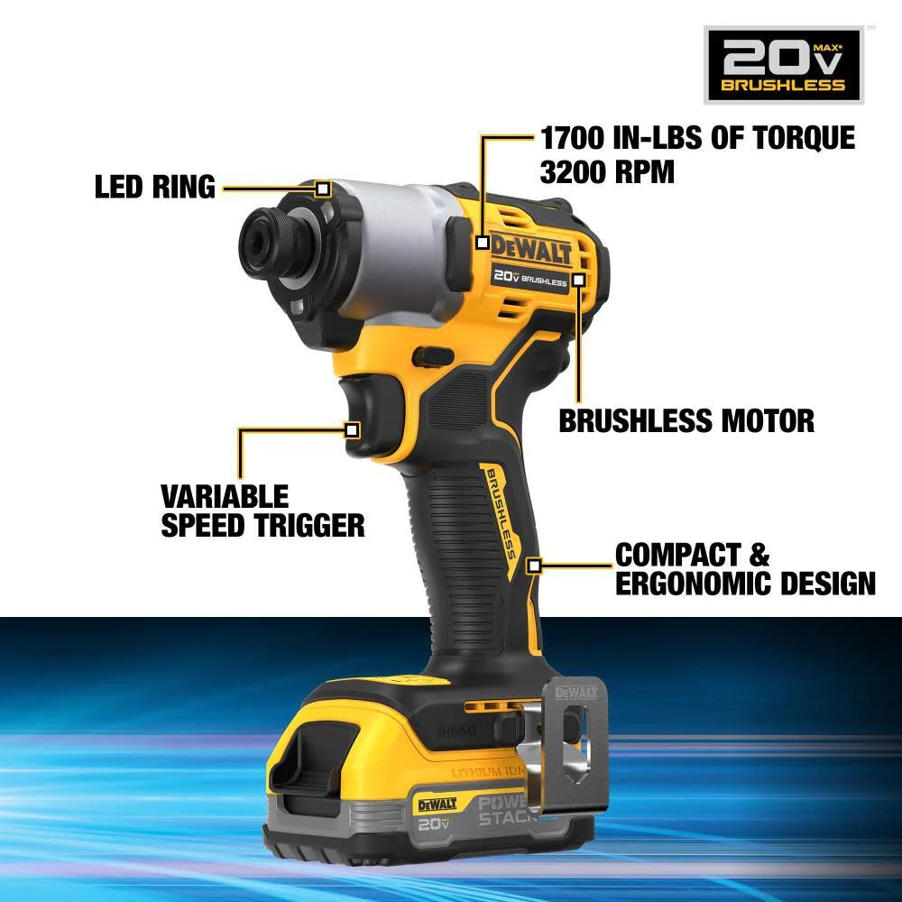 2025 DeWalt DCF840E1 Impact Schroevendraaier Kit 20V met POWERSTACK Batterij