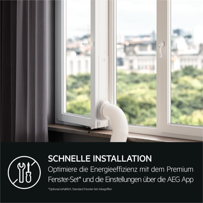AEG Chillflex Pro AXP26U338CW mobile Klimaanlage / LED Display / Touch-Buttons / Fernbedienung / 30-40 m² / Kühlfunktion / Ventilator / Entfeuchtungsfunktion / Automatik / weiß/silber/schwarz
