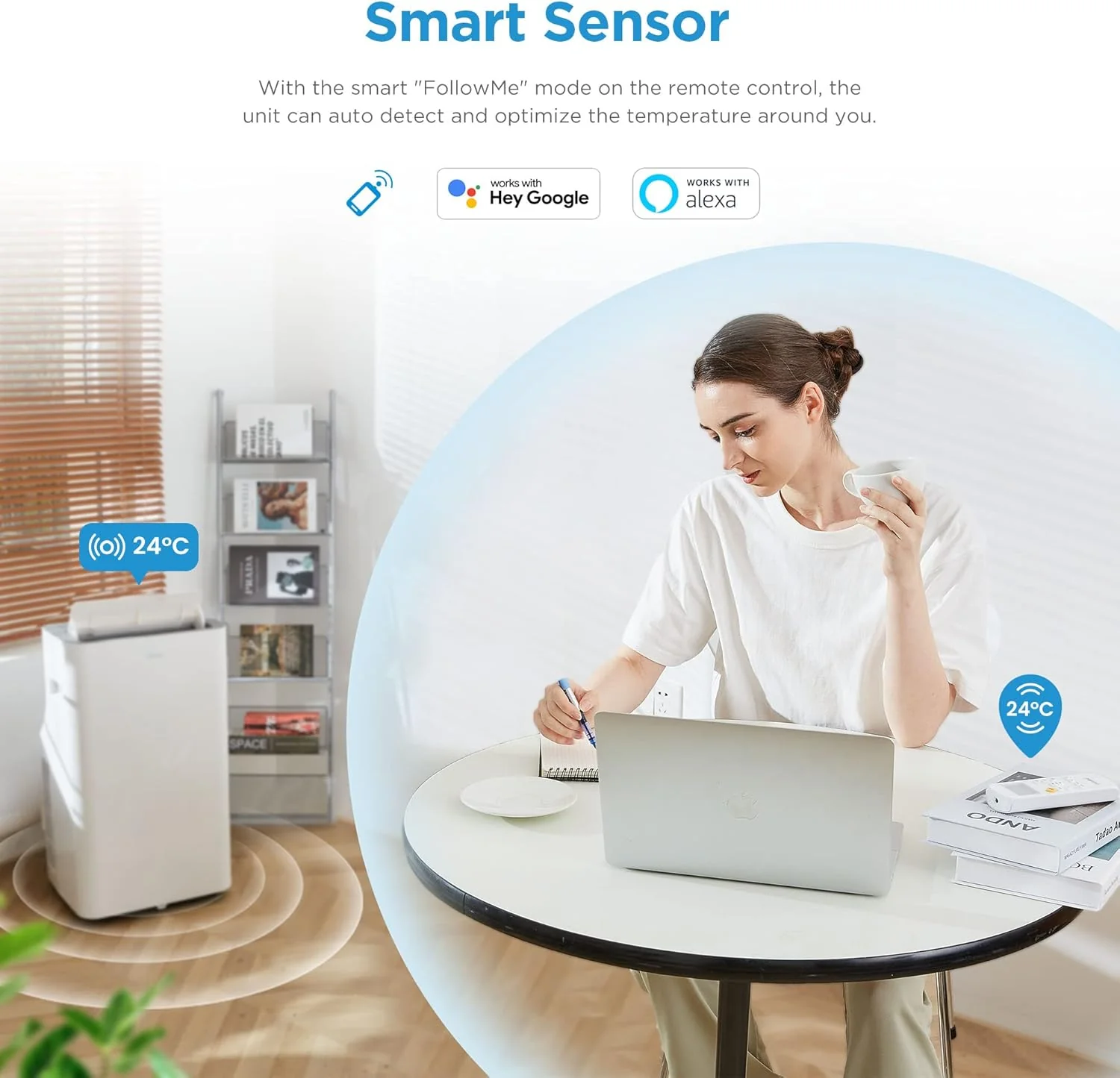 Midea Mobiles Klimager?t Silent Cool 26 Pro WF, 9000 BTU 2,6kW, K��hlen&Ventilieren&Entfeuchten, Raumgr??e bis 88m3(33�O), APP-Steuerung/Alexa/Google Home/IFTTT, Mobile Klimaanlage mit Abluftschlauch