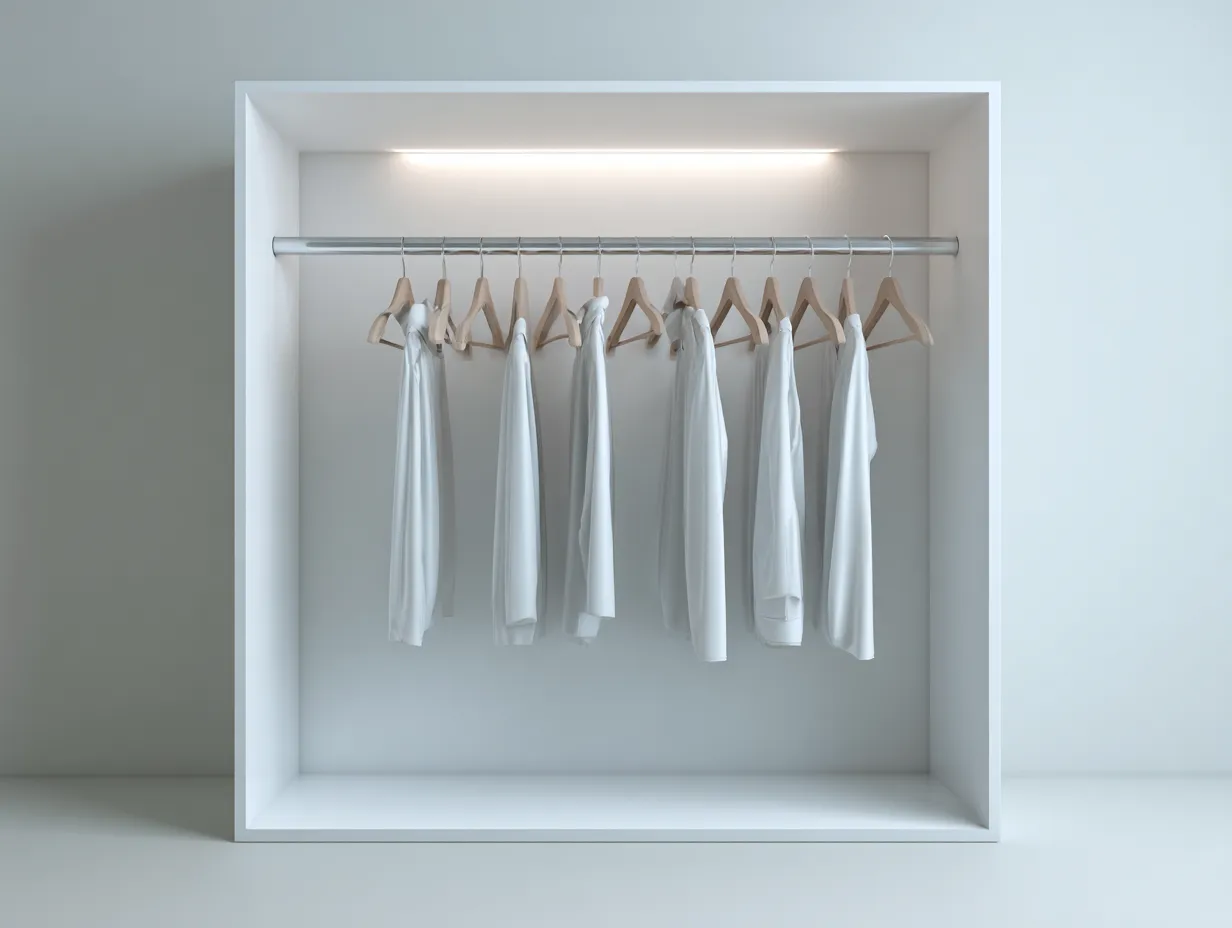 Kleiderschrank-Holz-Metall-160 x 60 x 200 cm-Weiß-Minimalistischer Stil