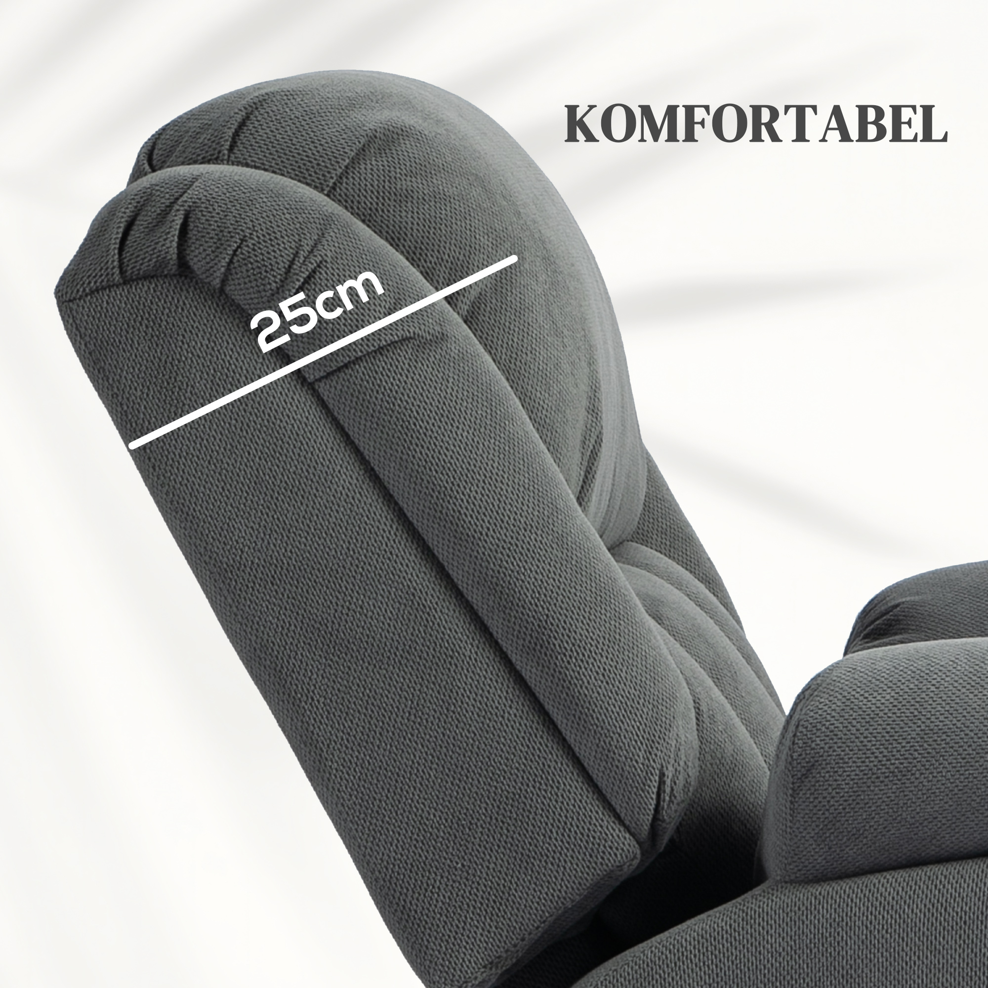 Relaxstoel met Massage- en Warmtefunctie, Elektrische Opsta-Stoel, Afstandsbediening, Zijvakken, Grijs