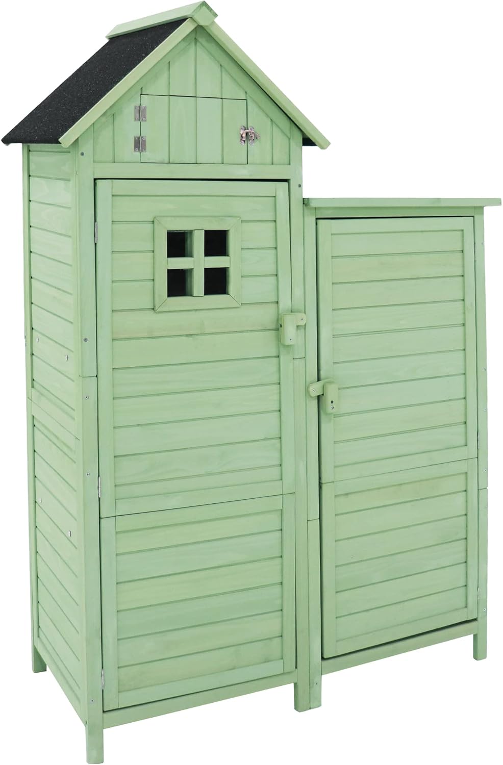 Gerätehaus Gartenschrank Geräteschuppen Geräteschrank, BxT: 118x54cm, 118X54X173cm (BxTxH), wetterfest, Holz, PVC-Dach (Set, 1 St., 1 x Geräteschrank) (Grünes)