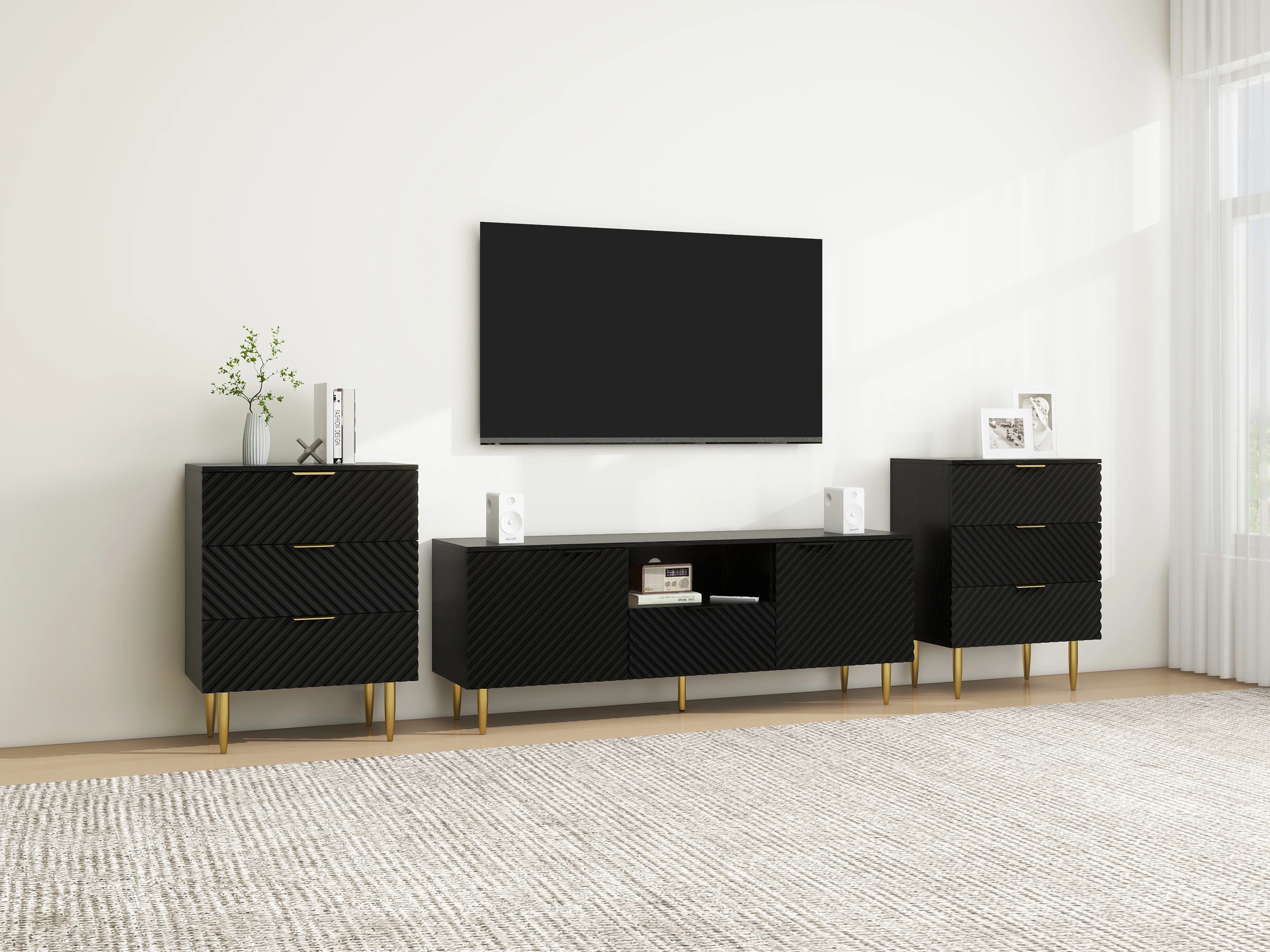 2025 GeeHome TV Meubel met Massief IJzeren Poten �C Moderne Console Tafel voor Woonkamer of Slaapkamer