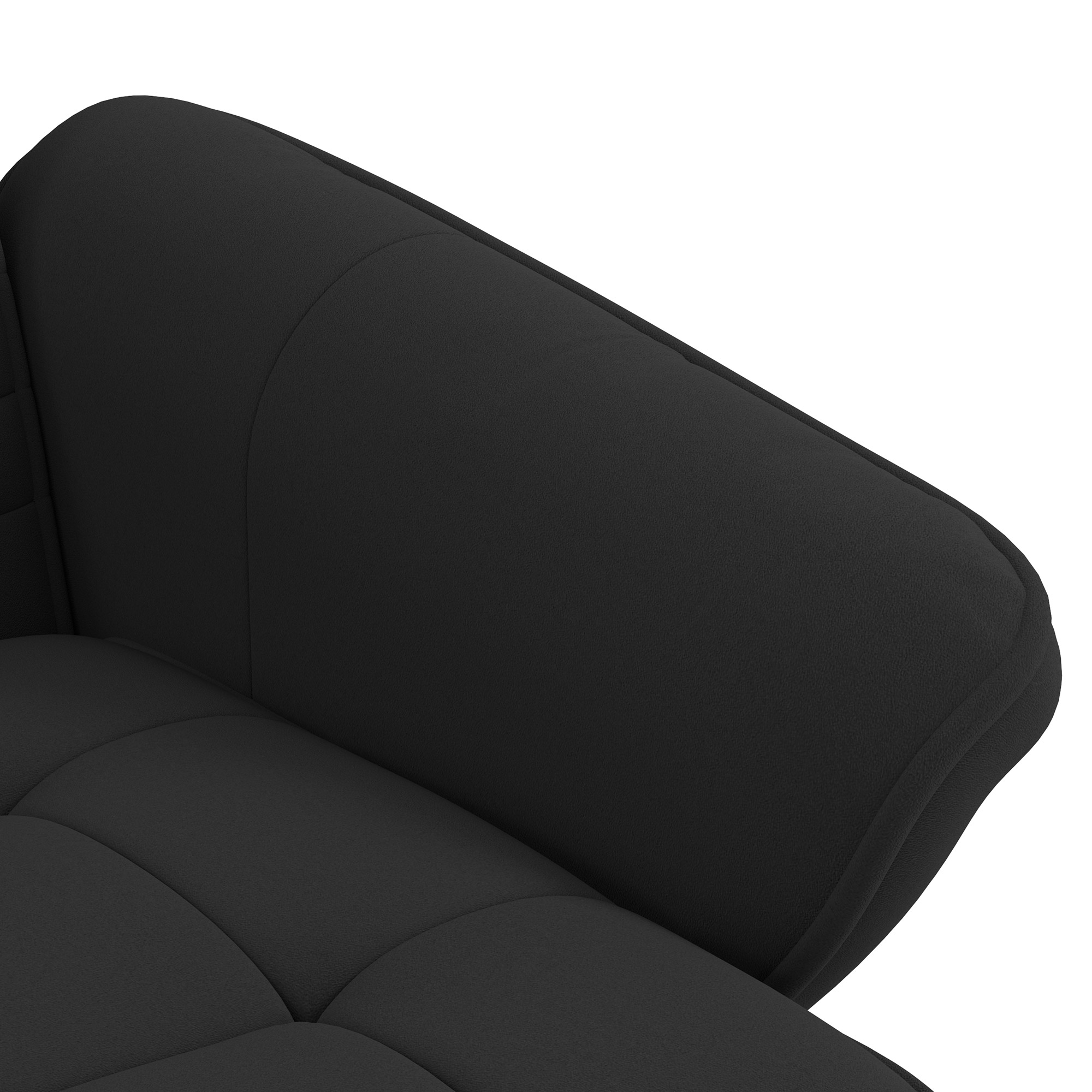 Polsterfauteuil, Accentstoel met Voetenbank, Draaibaar, Ergonomisch, Microvezeldoek, tot 150 kg, Zwart