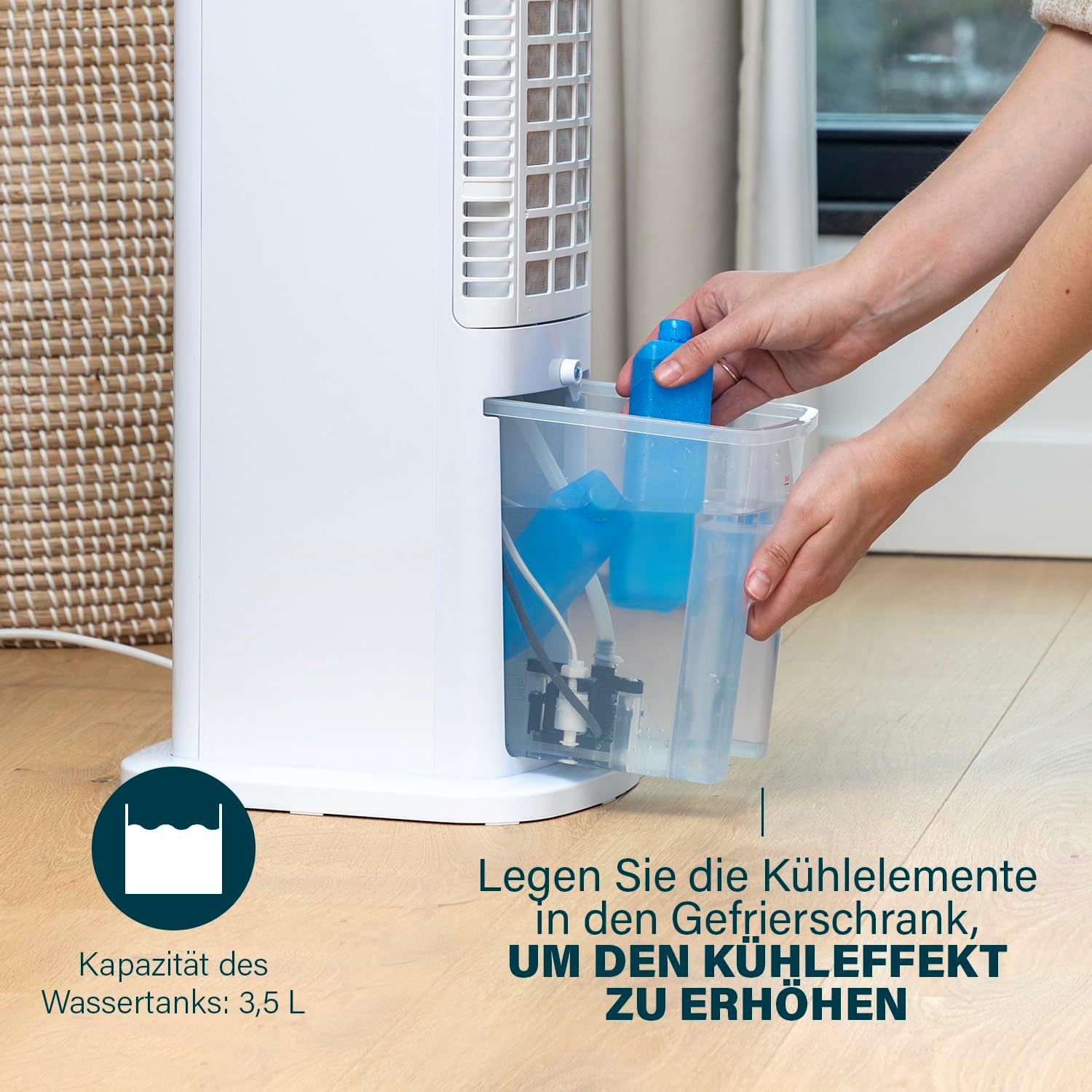 Princess Luftkühler - Leistungsstark - Noch erfrischenderer Effekt - Einstellbar und programmierbar - Inklusive Eispackungen - Smart