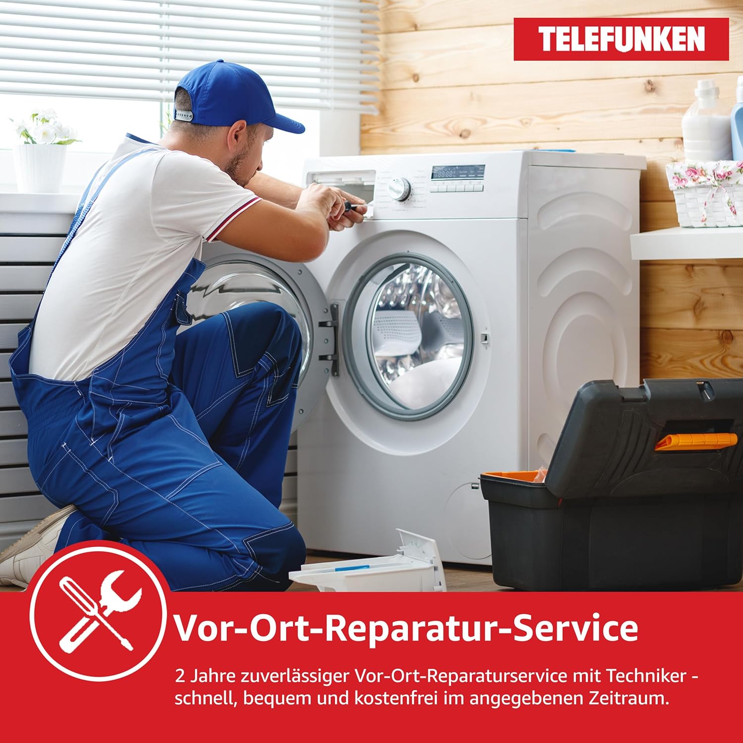 Telefunken Waschtrockner, 9 kg Waschen / 6 kg Trocknen, Waschmaschine mit Trockner integriert, 1400 U/Min, Frontlader Waschtrockner Kombi, Inverter Motor, AquaStop, 15 Programme, Energiesparend, Weiß