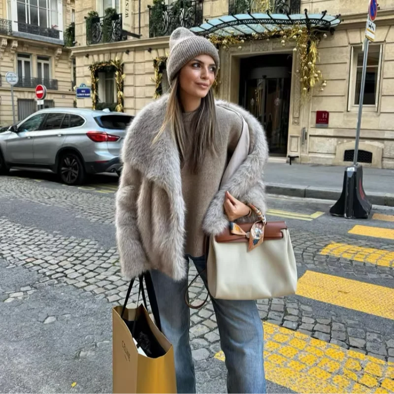 Eleganter Fake Fur Wintermantel f��r Damen