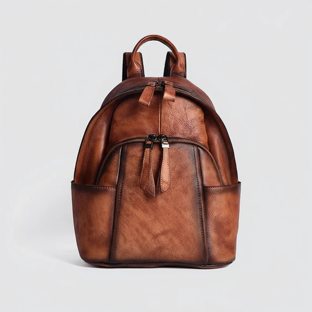 Retro Distressed Top Grain Travel Leather Backpack
