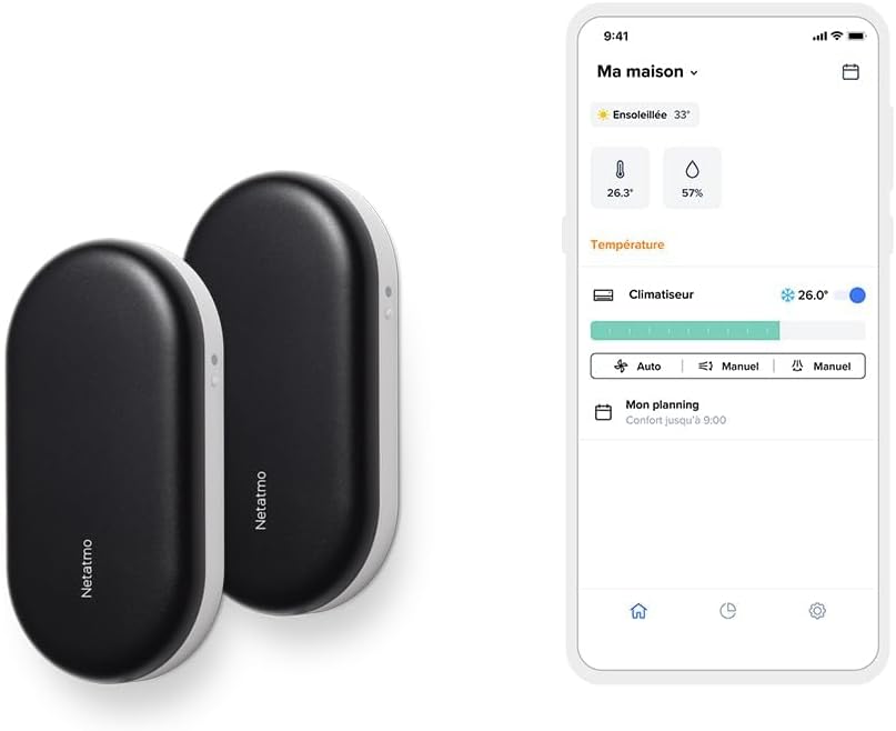 Netatmo 2er-Pack Intelligente Klimasteuerung, Vernetzte Klimaanlage für die Hitzewelle, Kompatibel mit Allen Klimaanlagen und Wärmepumpen, WI-FI, Energieeinsparung, Alexa, Google, Siri, NBU-2-NAC-EU