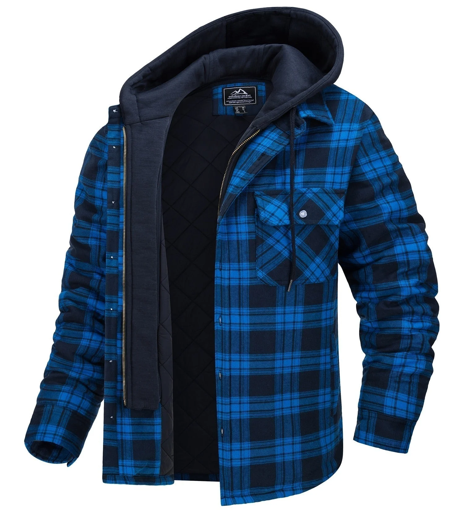 Herren-Kapuzenjacke mit Karomuster | Warm gef��ttert