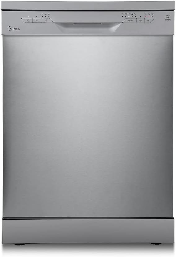 Midea Geschirrspüler Unterbau MDWEU1435XSS-W, 14 Maßgedecke, Spülmaschine 60 cm Teilintegrierbar mit WIFI, Extra Trocknung, 7 Programme, 47dB, 0-24h Startzeitverzögerung, Inox