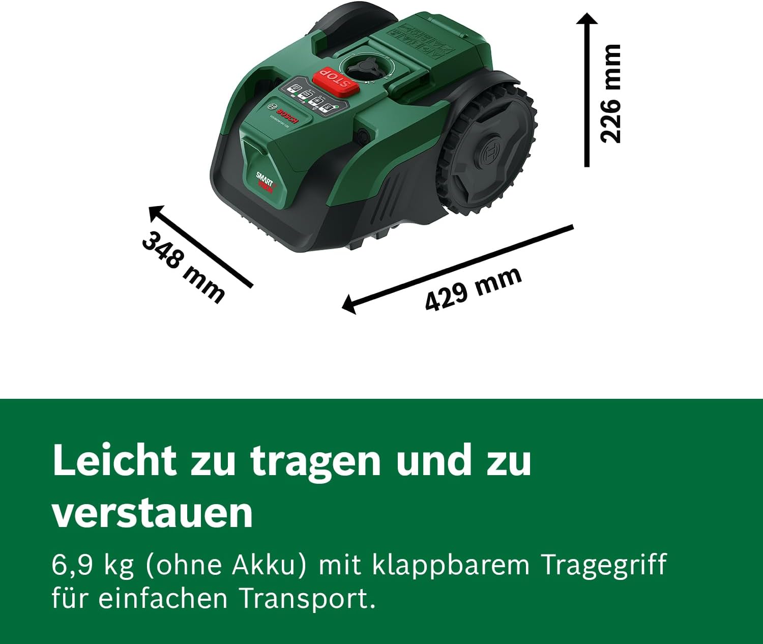 Akku-Mähroboter VISIMOW18V-100 (für Rasenflächen bis 100 m², Schnittbreite: 16 cm, Schnitthöhe: 20-60 mm, mit Ersatzmessern, inkl. Akku und Ladegerät)
