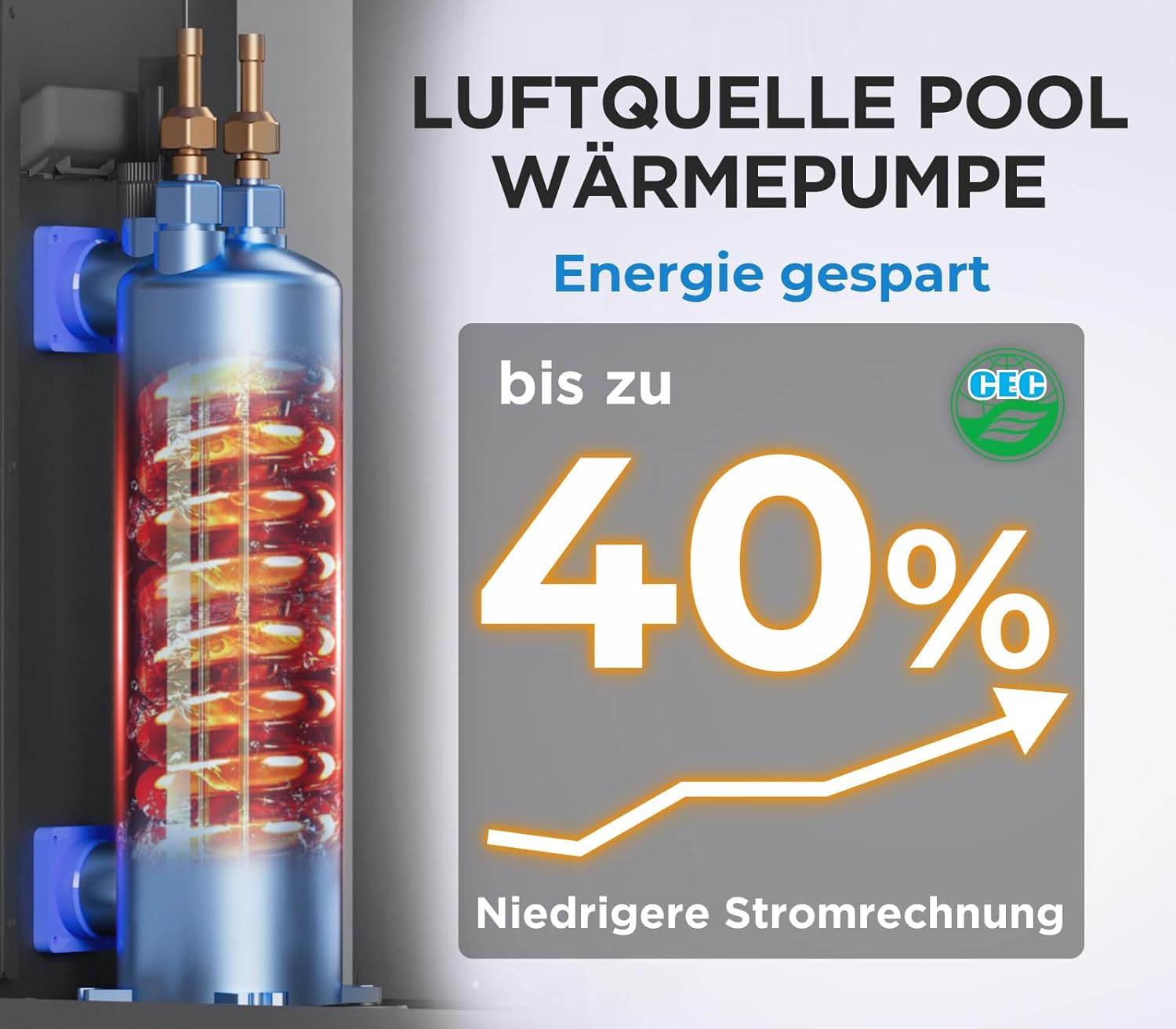 5KW Elektrische Pool Wärmepumpe Für Aufstellpool Poolheizung Wärmepumpe Schwimmbad Bis 20.000 l 20 m³ WiFi Steuerung 220v 240v 50Hz
